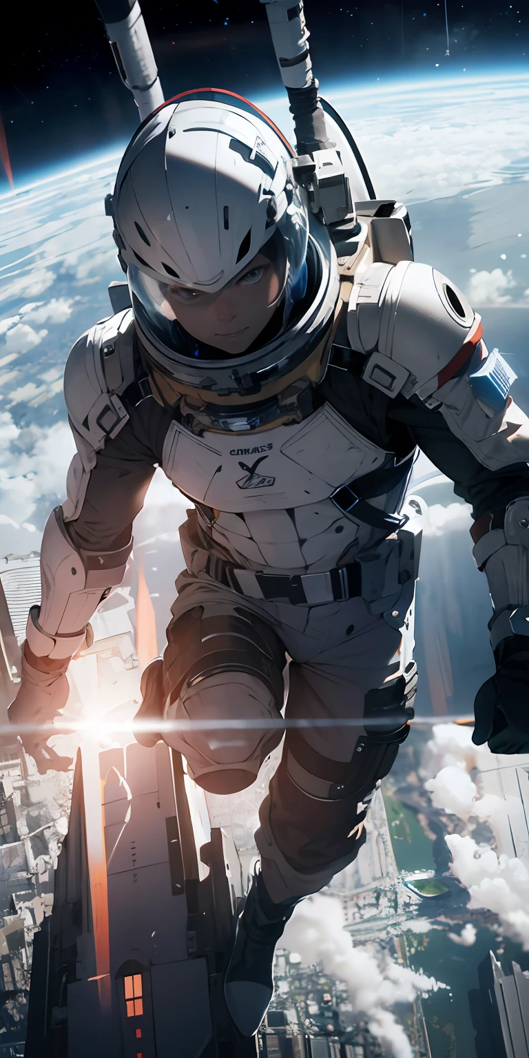 absurd resolution, high resolution, (masterpiece: 1.4), ultra-detailed, 1boy, from above, space, floating