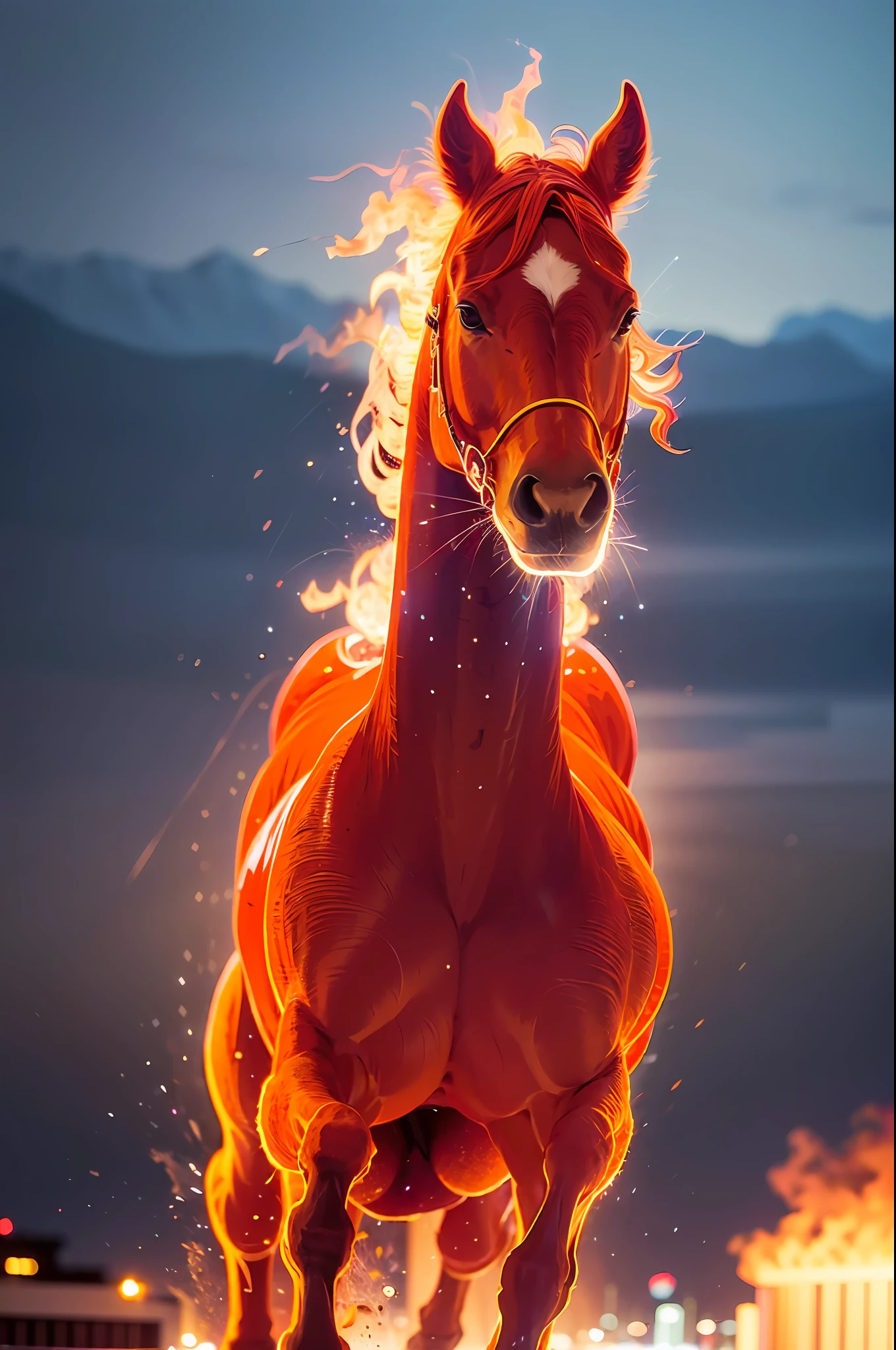 a running horse on fire,(redfire:1.3),
good hand,4k, high-res, masterpiece, best quality, head:1.3,((Hasselblad photography)), sharp focus, (cinematic lighting), collarbone, night, soft lighting, dynamic angle, [:(detailed face:1.2):0.2], outside, city,monochrome background,