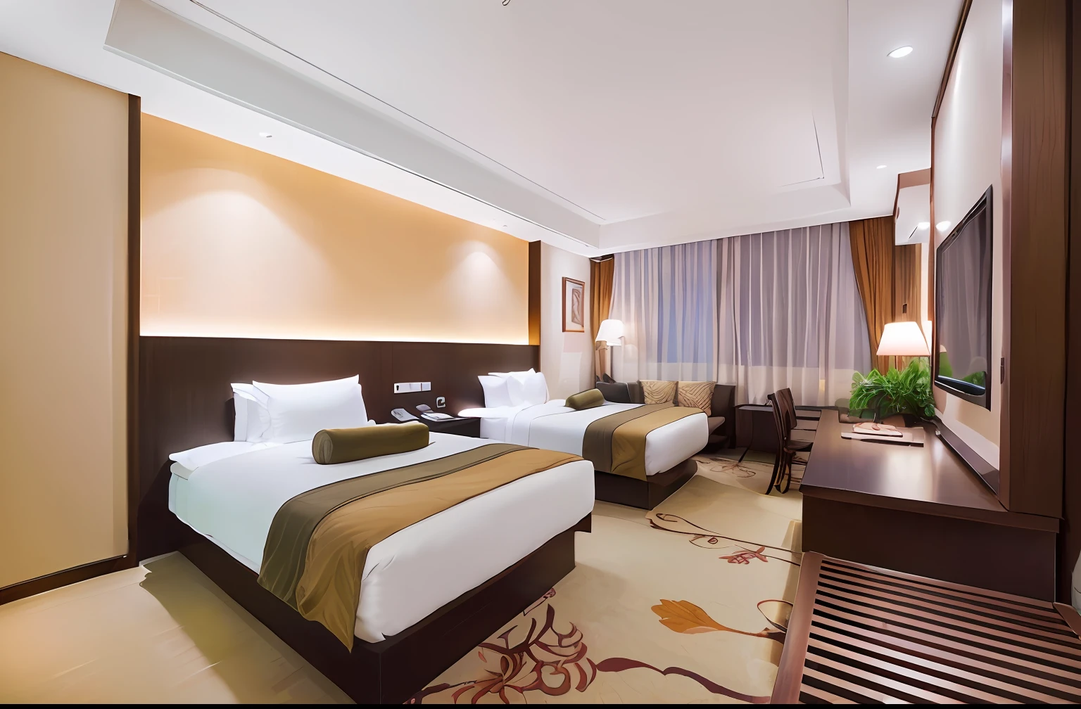 Modern hotel design，Southeast Asian sense，Warm and reassuring，(Kizi:1.9)