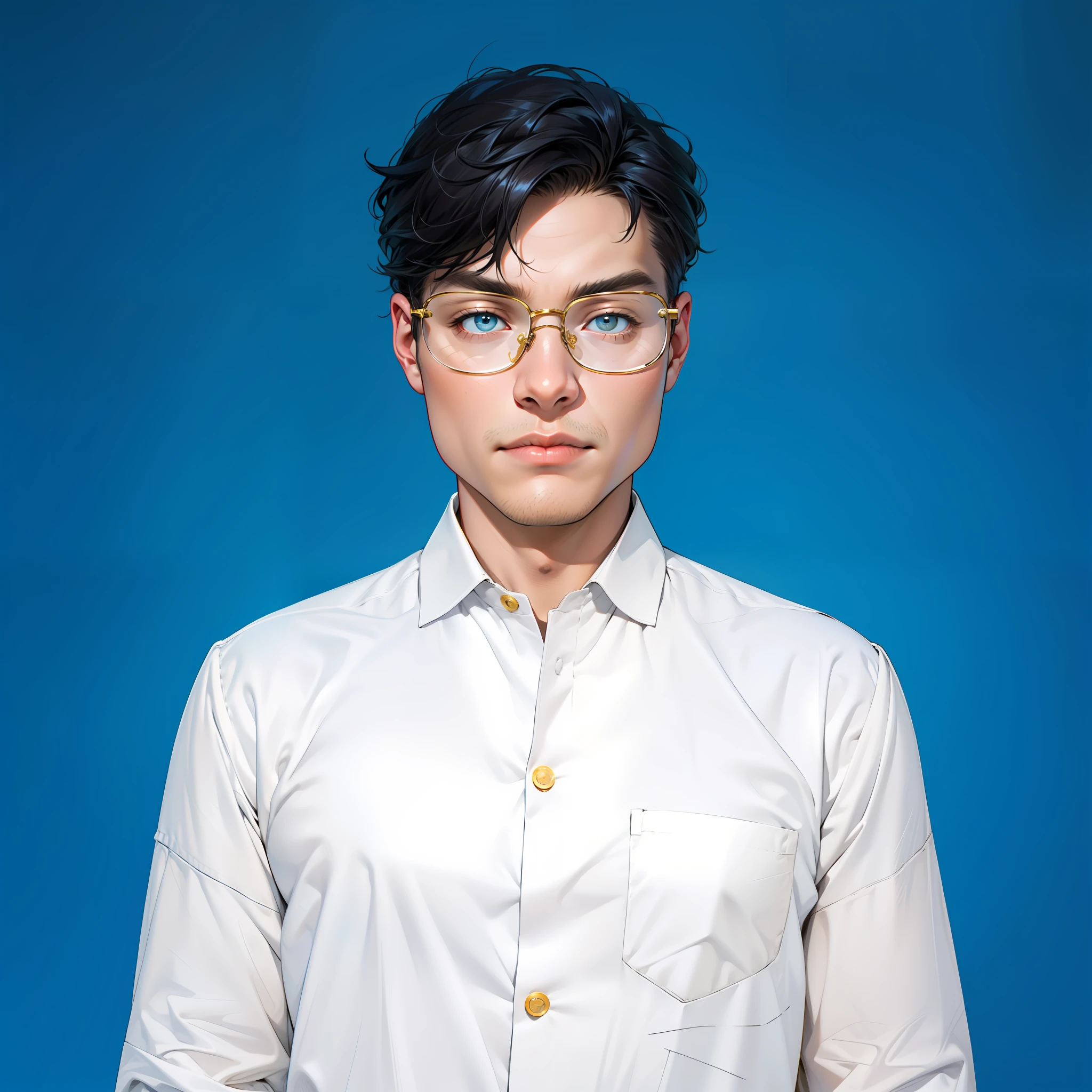 the future,sci-fy,young handsome,Full body like,gold-wire glasses,8k wallpaper,Realistic and realistic