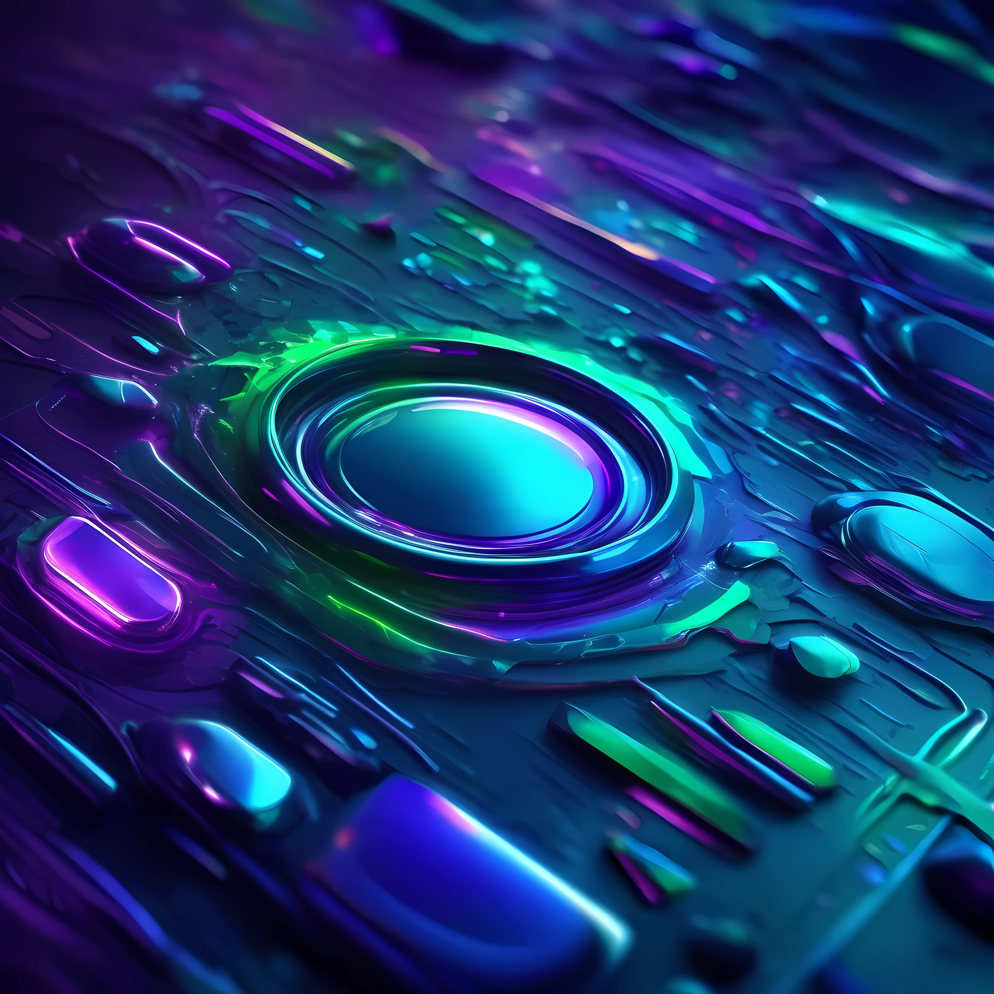(melhor qualidade, spectacular futuristic wallpaper),(heroic blue, green epic and purple mystic)Featured landing page buttons,abstract and flawless,brilhantes e audaciosos,floats and contrasts,fundo futurista,moldura colorida e futurista, Epic and stunning lighting.