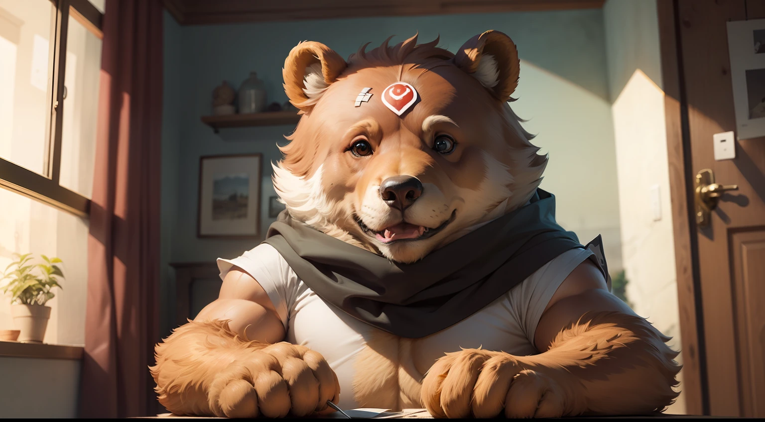 ben ursolino, urso marrom, desenho, feliz, fofo, frisky