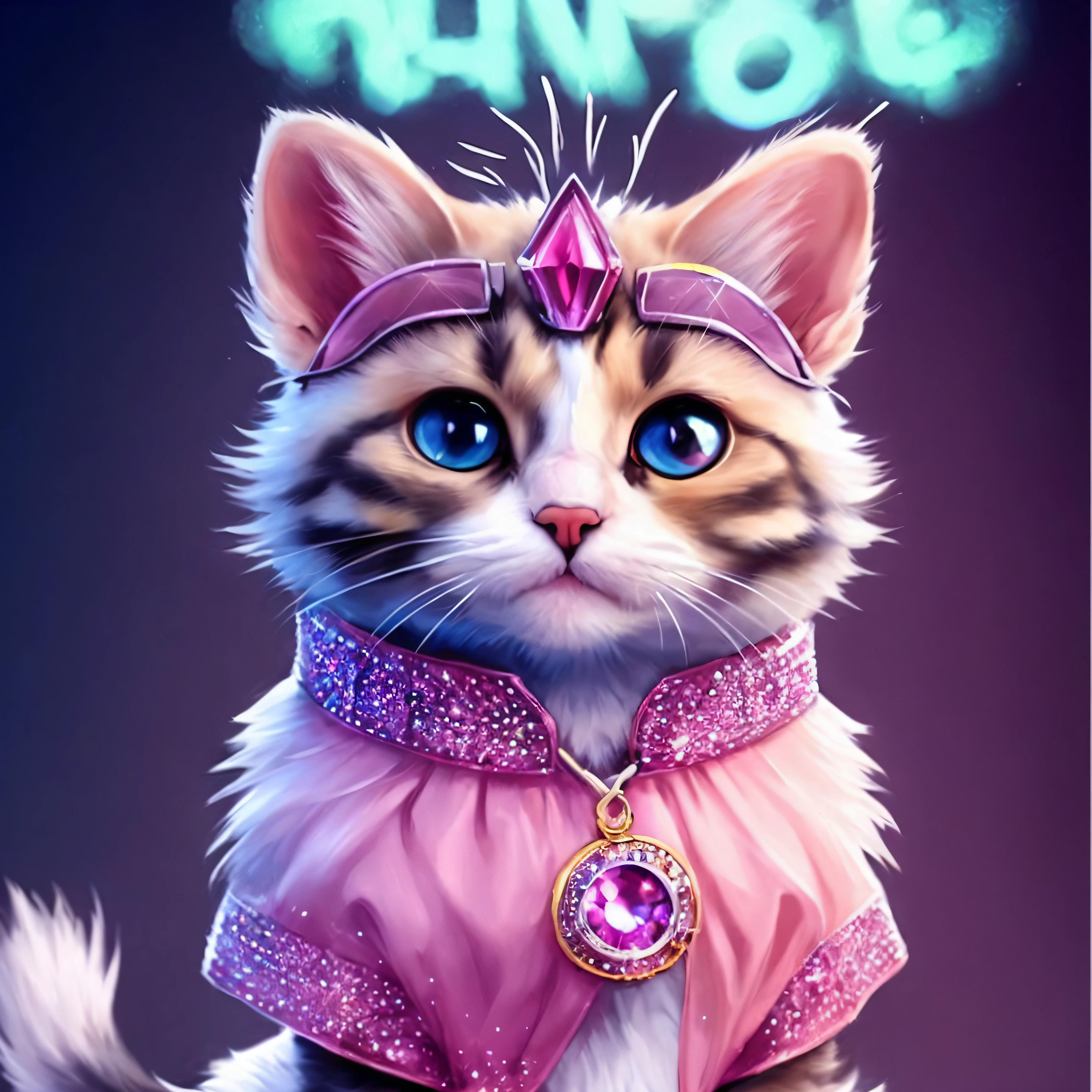 um close up de um gato usando um vestido rosa e um tiable, arte de fantasia peluda, painting digital adorable, arte digital detalhada bonito, anthropomorphic female cat, arte digital peluda, arte digital bonito, arte fursona, anthropomorphic cat, Arte peluda, Arte peluda!!!, Guerreiro Gato, gato cyberpunk, Gato. pintura digital