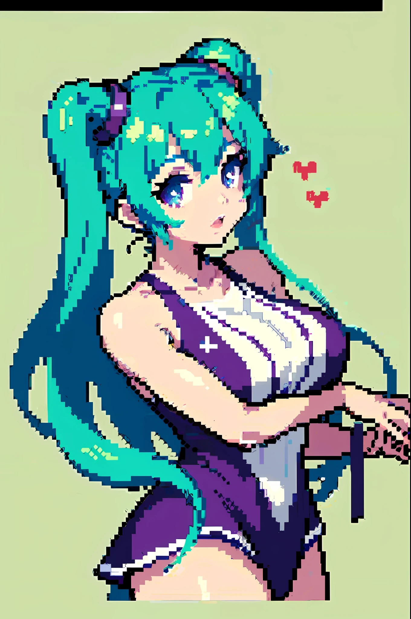 (tmasterpiece,top Quority,best qualtiy),pix,pixelart,1girl,full bodyesbian,hatsune,swim wears,saberface