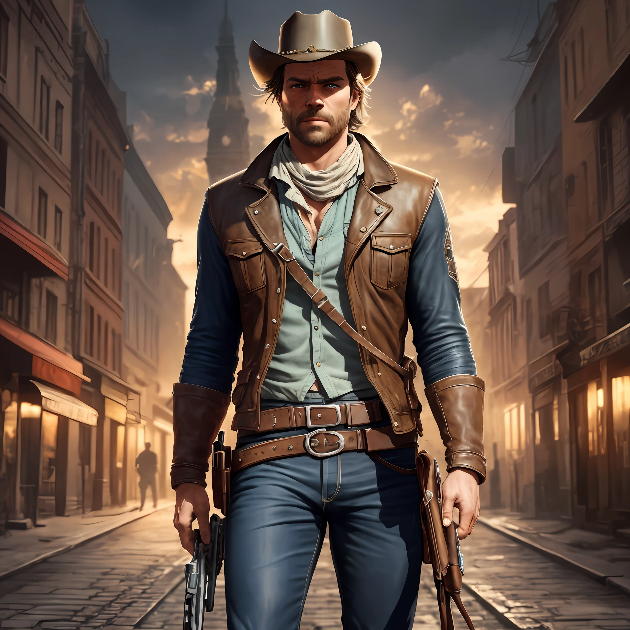 Arthur Morgan, red dead redemptin,art Cyberpunk style Surrealism, anaglyph, stereogram, tachi-e, pov, atmospheric perspective, 8k, super detail, ccurate, best quality, modern art, perfect photography, perfect framing, natural body, raytracing, rtx, 8k, RAW photos, highest quality, masterpiece: 1.7, Realistic, Photorealistic: 1.9 dark scenario, fotografia por christopher nolan, Perfect Figure: 1.4, Layered, Highly Detailed Face and Skin Texture, Detailed Eyes, Double Eyelids, a man, perfect hands, unreal engine 5, photorealistic, Futuristc horse --auto --s2