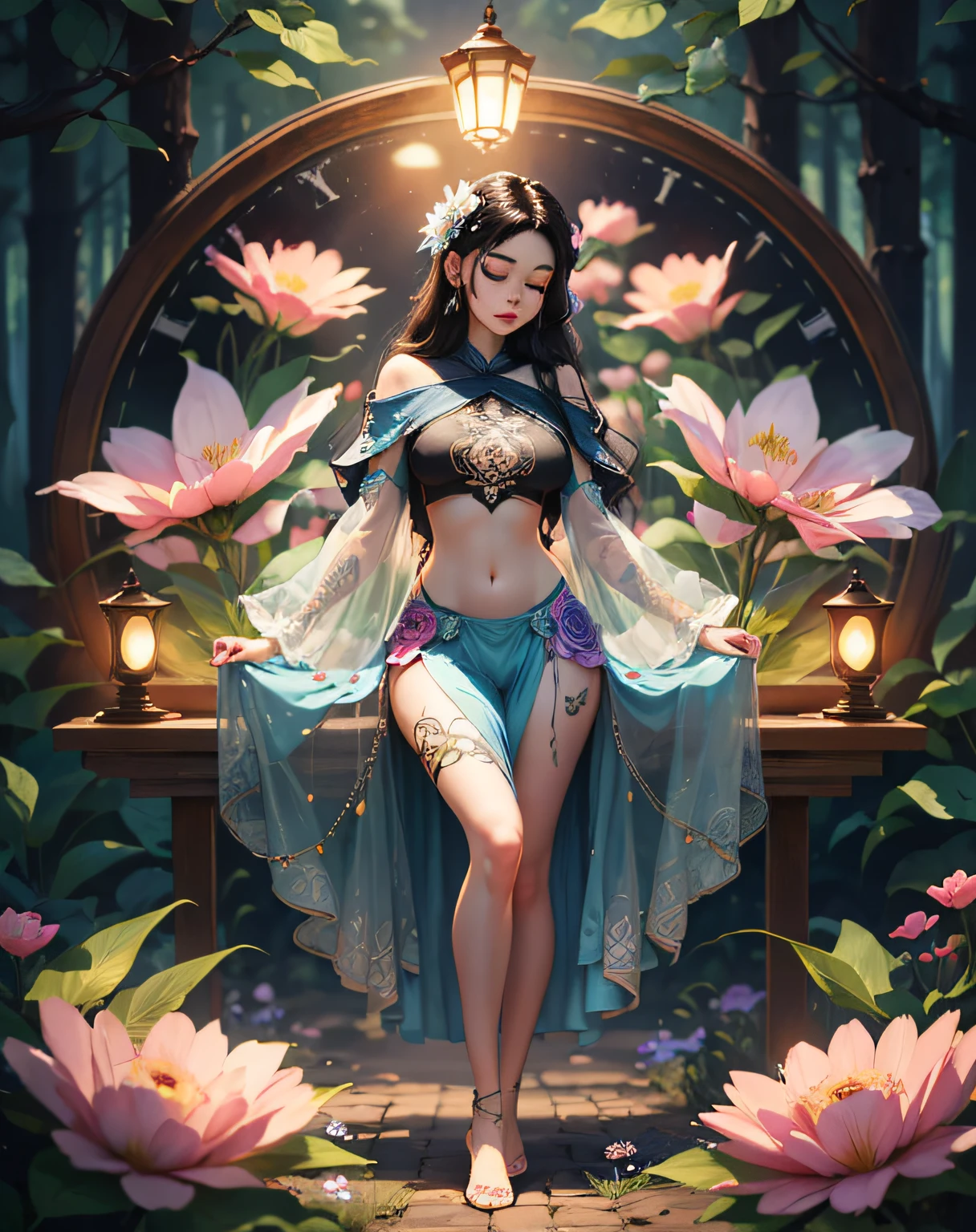 1sexy girl with forest clothes, flowers, leaves, mandalas, fractal,, Sleeping Beauty, by Bella🦋 full body, beautiful girl sleeping, room with mirror, girl sleeping on bed and sheets, old clock and lamp on table, full body, black hair, Transparent clothing,open legs, view of pubic hair, 1 sexy girl in transparent forest clothes,exposed breasts, open transparent t-shirt,mandala and flower tattoos, La mejor calidad, Obra maestra, llustration, muy delicado y hermoso, muy detallado, CG, Unidad, Fondo de pantalla de 8k, ridiculous, huge filesize, lente muy ancha, Luz suave,Sleeping Beauty, by Bella🦋 full body, beautiful girl sleeping, full body, black hair, Transparent clothing, slight smile,, open legs, view of pubic hair, 1 sexy girl in transparent forest clothes,exposed breasts, open transparent t-shirt,mandala and flower tattoos, La mejor calidad,