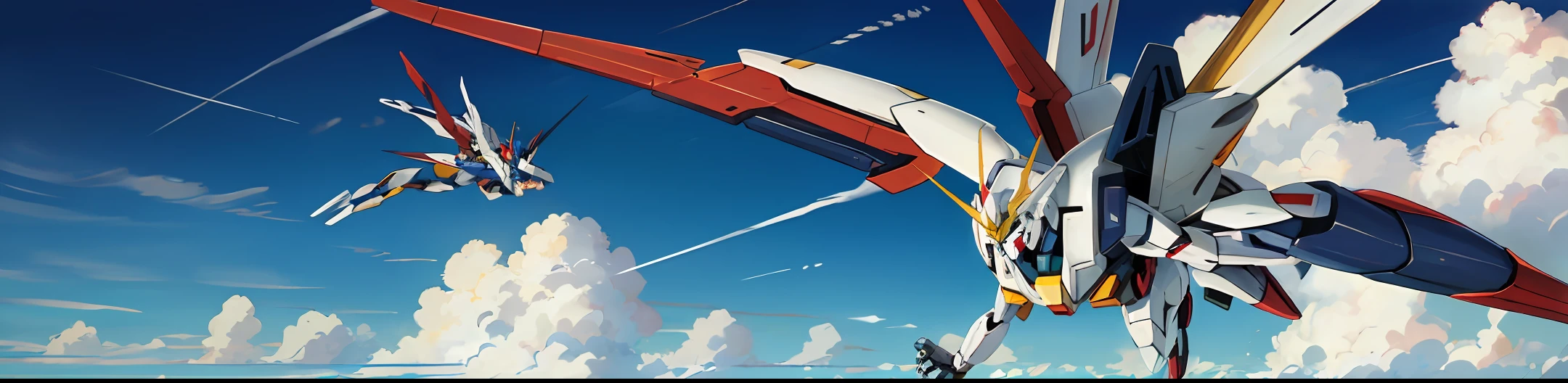 Mecha Gundam Strike Freedom Fly in the air