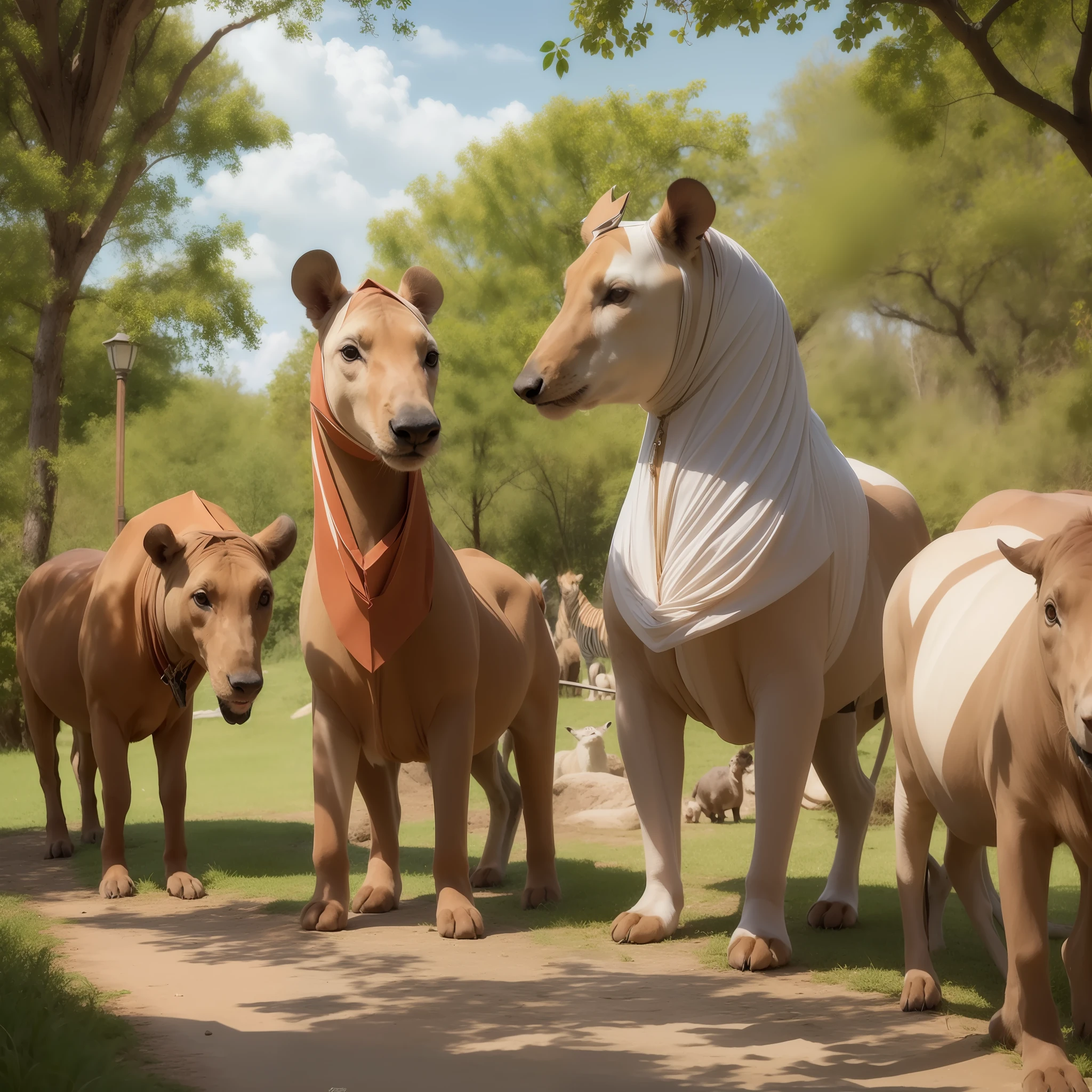 Animals of a Zoo made with origami. Pintura digital