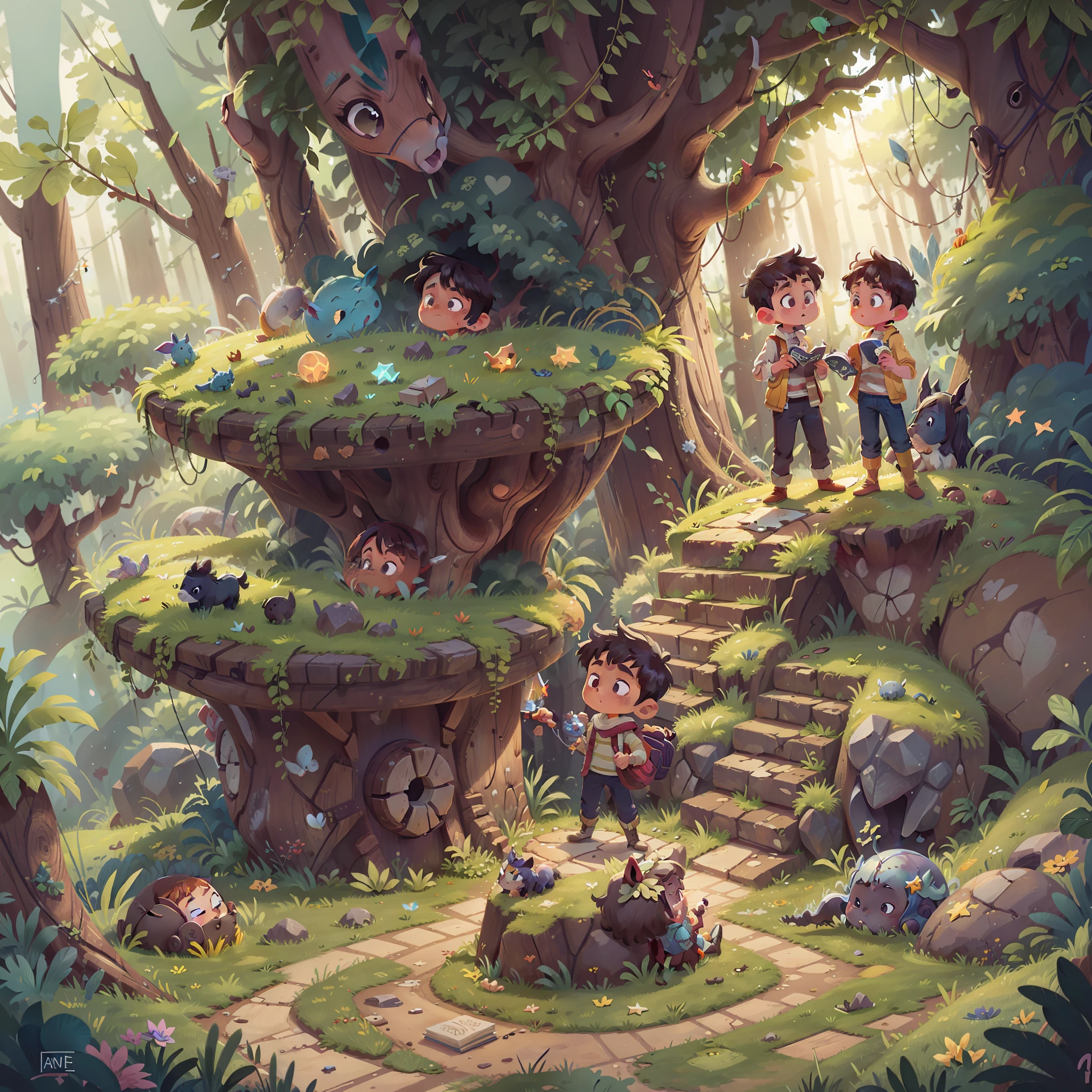 1 boy and a magical horse solving a complicated puzzle in the underground labyrinth, with Star using her wits to help find the way out.