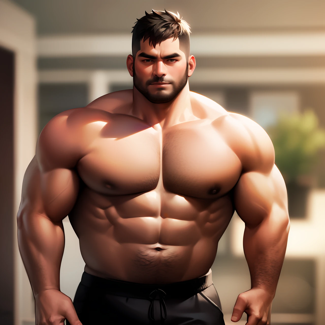 Mature male，big muscular male，（Barra is stocky：1.5），bala dad，Thick arms，thick leg，full bodyesbian，Girl with thick fat chunky physique，photograph of-realistic，tmasterpiece，Nude whole body，male people，shortpants，bob-cut hair，strong，（pectoralis major：0.7），Tough guy，giant root，（Bare upper body：1.2），ssmile，浴室