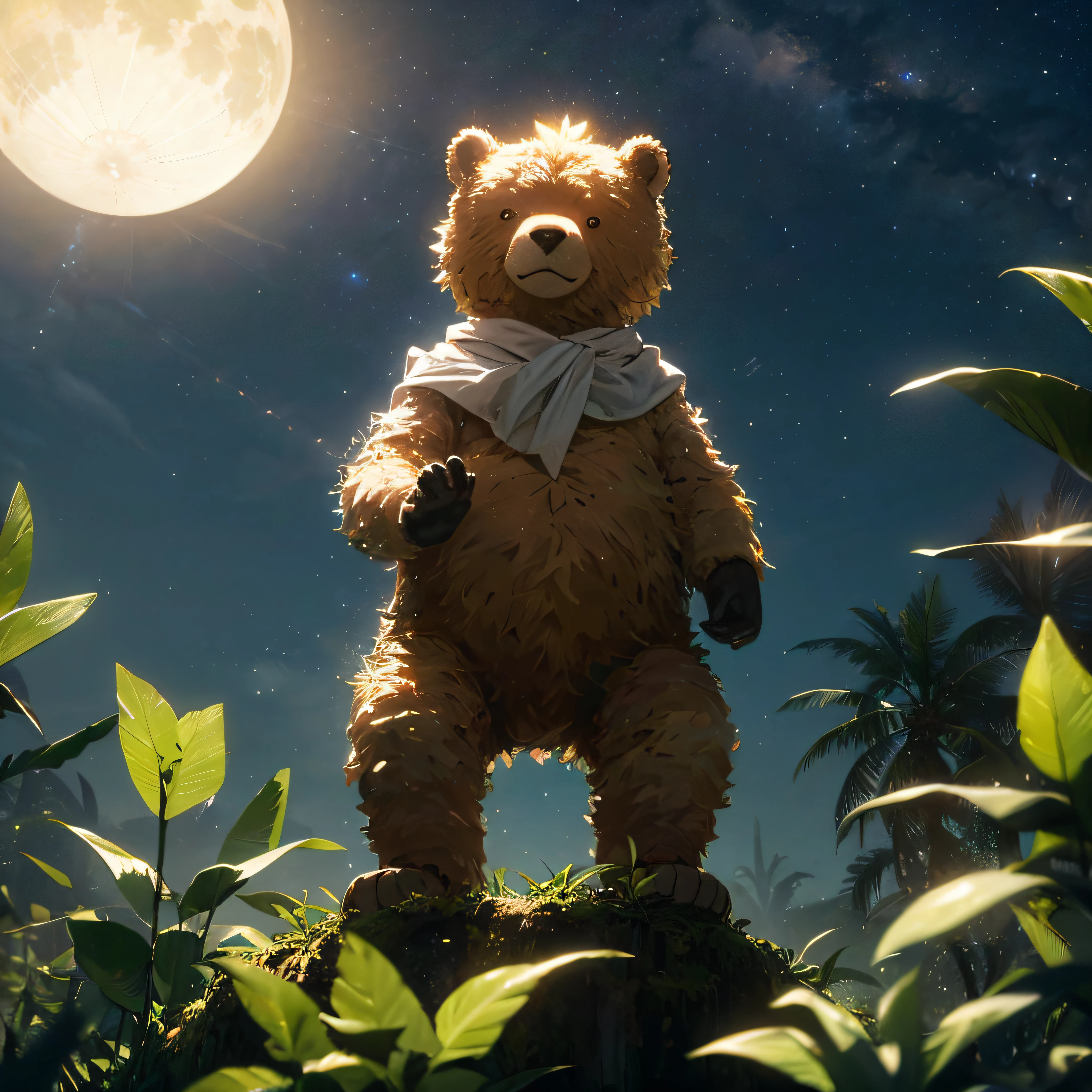 urso na floresta a noite com a lua o iluminado --auto