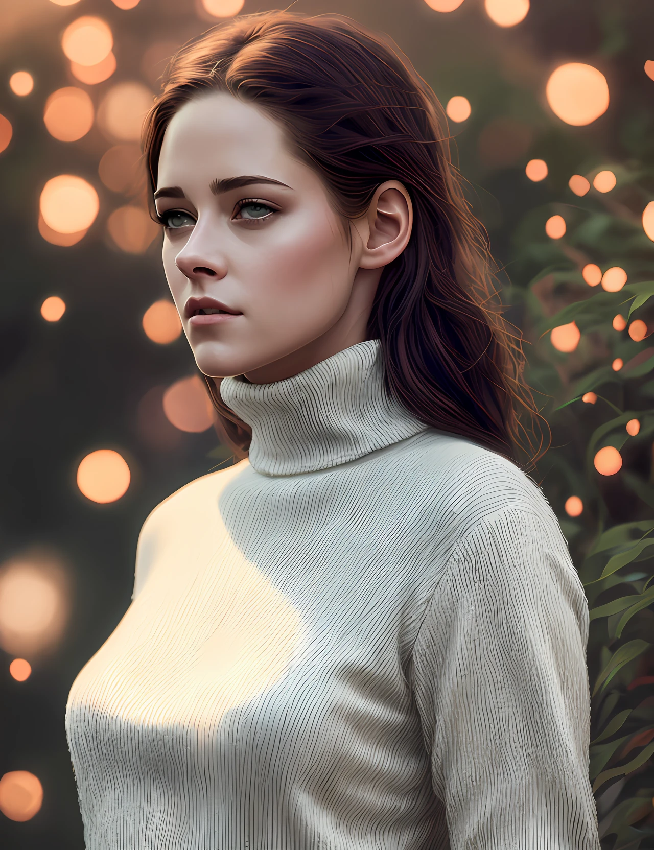 photo of extremely sexy (kr1st3nst:0.99), Kristen Stewart, a woman as a sexy movie star, (((closeup portrait:1.2))), modelshoot style, (extremely detailed CG unity 8k wallpaper), photo of the most beautiful artwork in the world, professional majestic oil painting by Ed Blinkey, Atey Ghailan, Studio Ghibli, by Jeremy Mann, Greg Manchess, Antonio Moro, trending on ArtStation, trending on CGSociety, Intricate, High Detail, Sharp focus, dramatic, photorealistic painting art by midjourney and greg rutkowski, (tight long turtleneck dress:1.2), ((in a lush garden)), (high fantasy), (looking at viewer:1.2), (detailed pupils:1.3), (magic sparks:1.1), (fireflies:1.1)