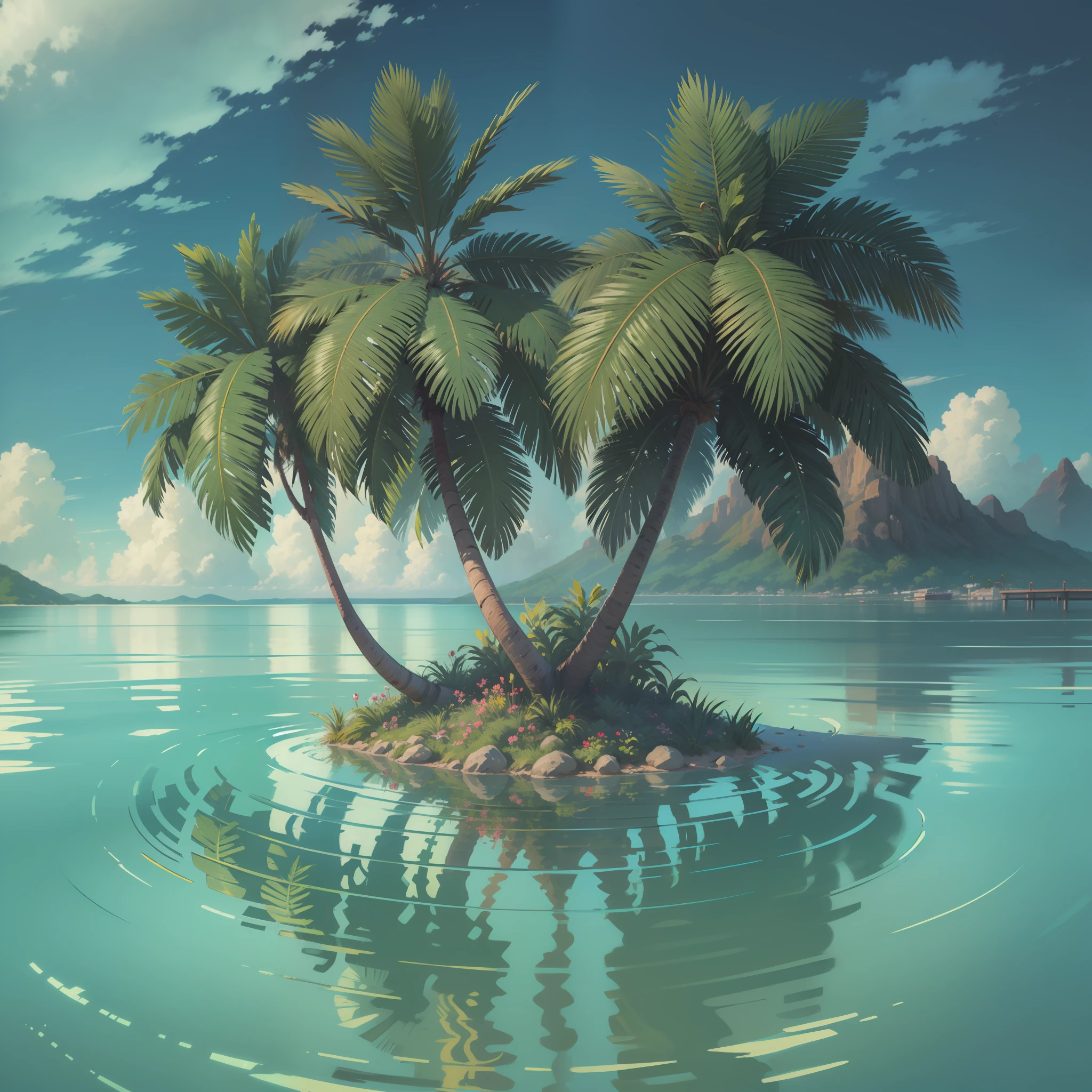 Isla tropical con palmeras