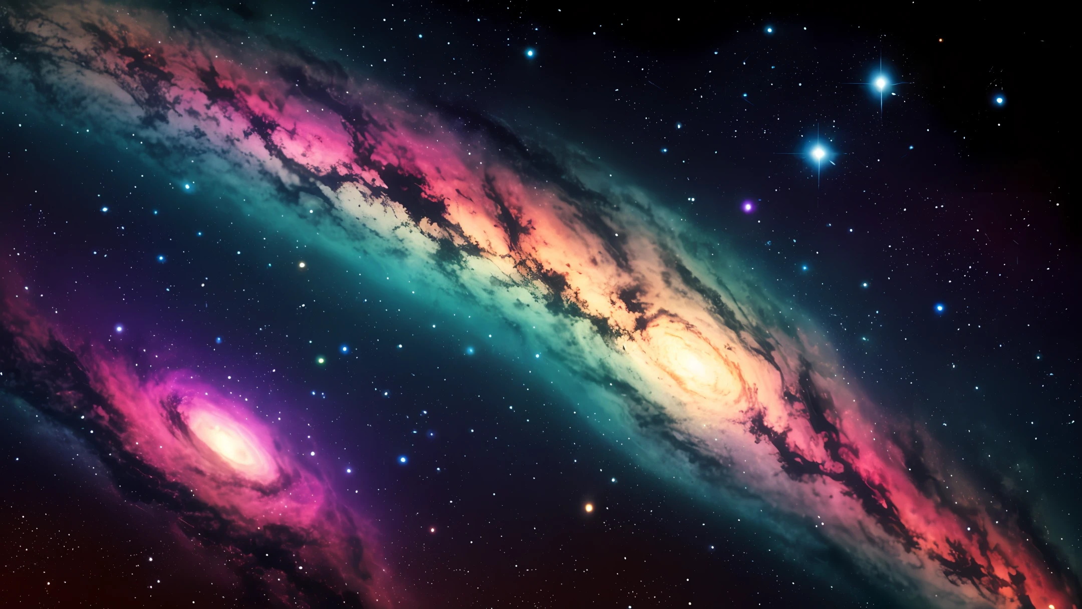 Landscape interstellar space detailed bright nebula.