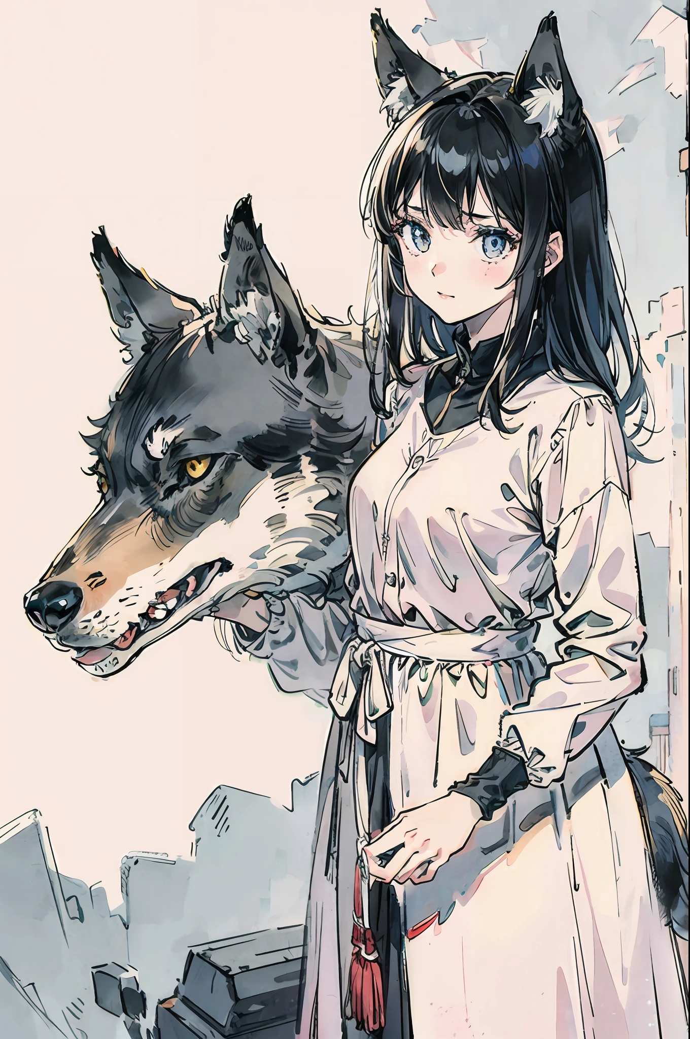 4k, best quality, girl, alone, she-wolf, 18 years