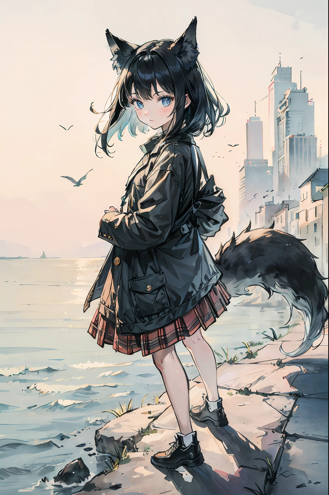 4k, best quality, girl, alone, she-wolf, 18 years