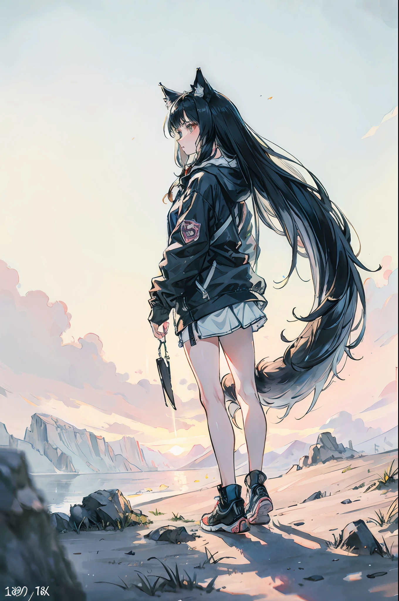 4k, best quality, girl, alone, she-wolf, 18 years