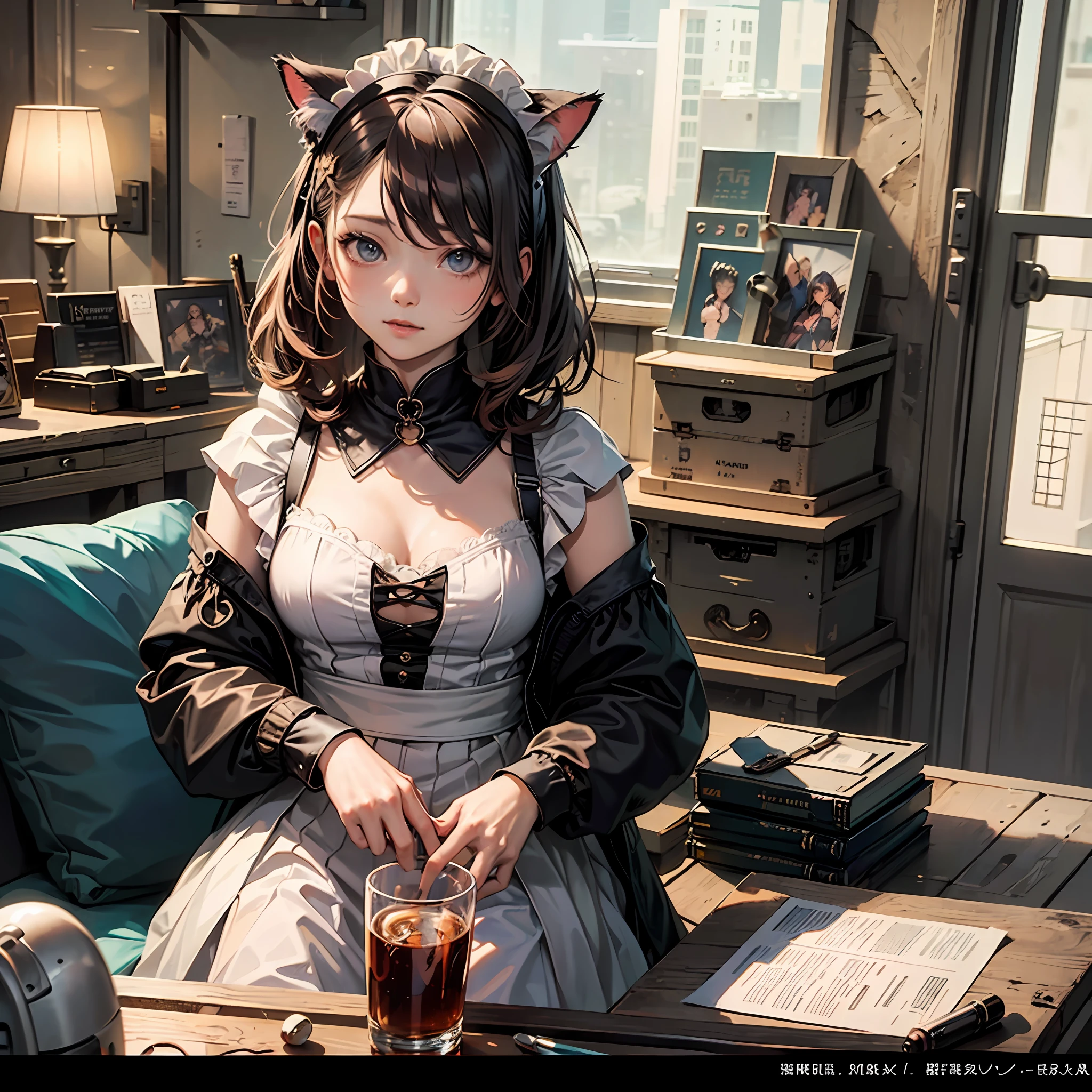 best qualtiy:1.0),(超高分辨率:1.0),animemanga girl,Cat lady,Shy,the maid outfit --auto