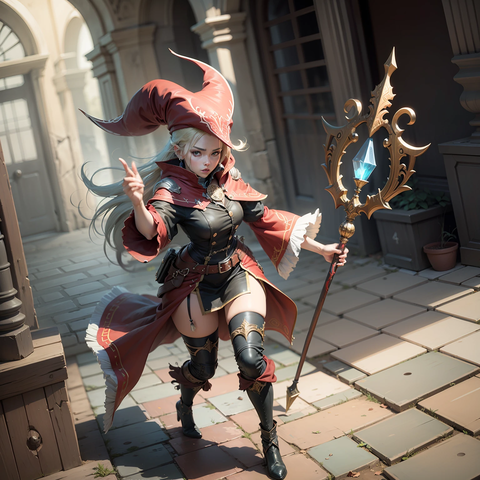 Create a red mage with a brown staff in the theme of Diablo 4 --auto --s2