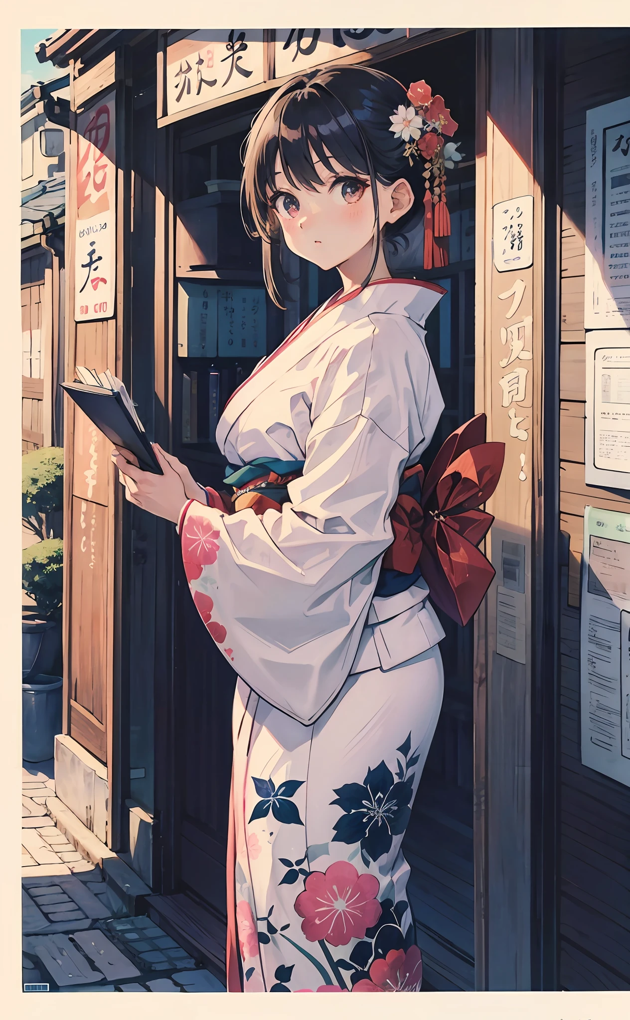 Oriental Asian woman in kimono poses for a photo, Wearing a Japanese kimono, Japanese women's kimono, Japan kimono, in a kimono, in a kimono, A kimono where black meets white, cute female student, dressed as schoolgirl, Beautiful Anime High School Girls, wearing kimonos, Surrealism female students, female student, Girl in kimono --auto