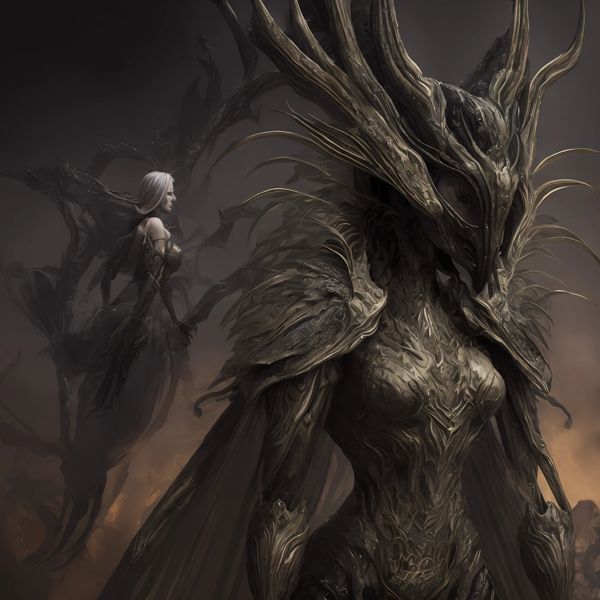 A woman born as a combination of insect and human，The queen who rules the entire Zerg ，realisticlying，full bodyesbian，Xenomorphs