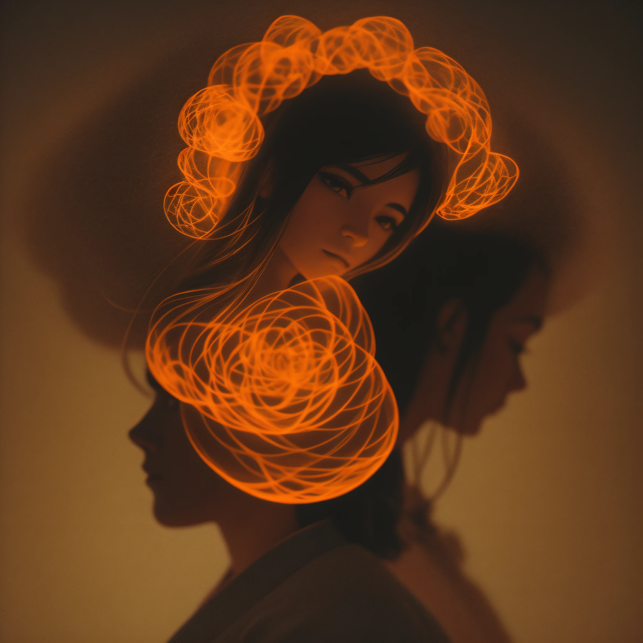 captivating photograph of a [latina woman], silhouette lighting, [dark crisom and dark orange] :: [ukiyo-e] print :: shot on a [Minolta SRT-100] --ar 4:7 --w 13 --v 5.2