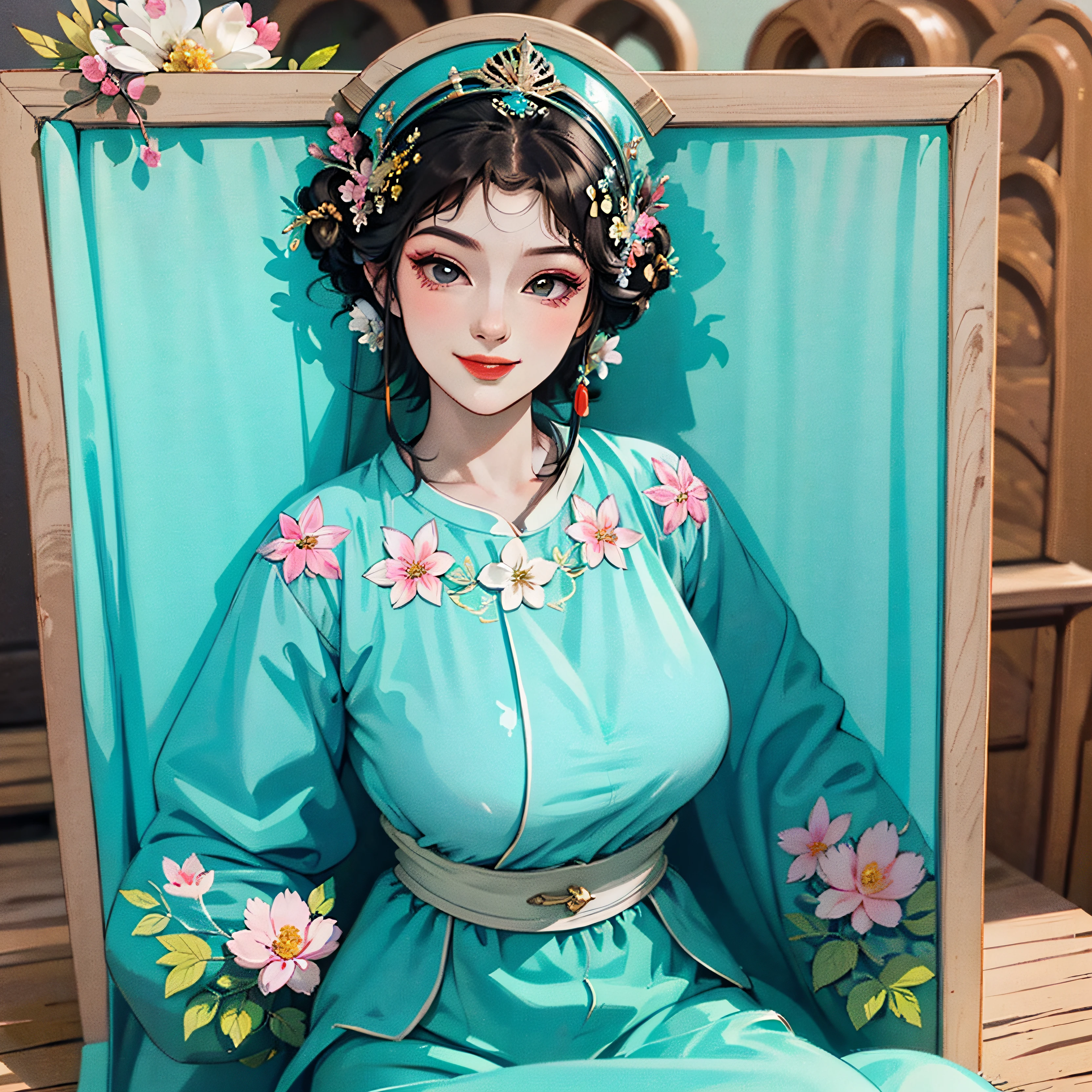 it´s spring, a super cute little girl sitting on a huge flower as if dreaming, sunny day, chibi, 3d, natural lighting, full body portrait, best quality, super detailed, ultra hd, smiling, happy, joyful, cute happy, look at camera, render 3d octane --auto