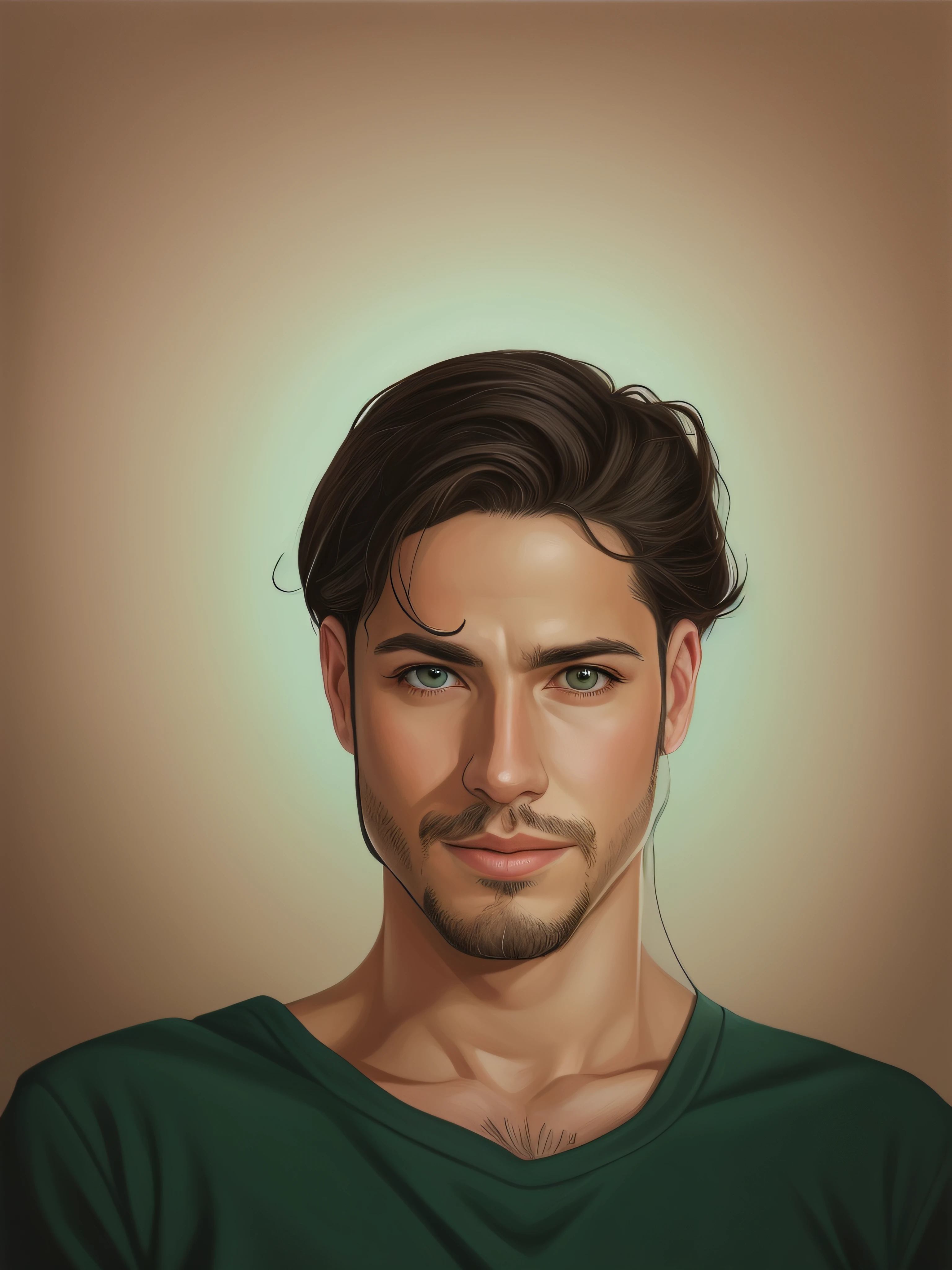There's a young man, estilo grego antigo, com cabelo castanho, with a green tunic, retrato masculino da fantasia, retrato detalhado do caractere, Retrato anime de um homem bonito, retrato de fantasia digital, Um retrato de um elfo masculino, pintura digital realista, pintura mate digital, retrato da arte do personagem, Epic portrait illustration, retrato digital, retrato colorido detalhado, retrato de personagem pintado, digital illustration portrait, retrato de rosto detalhado realista