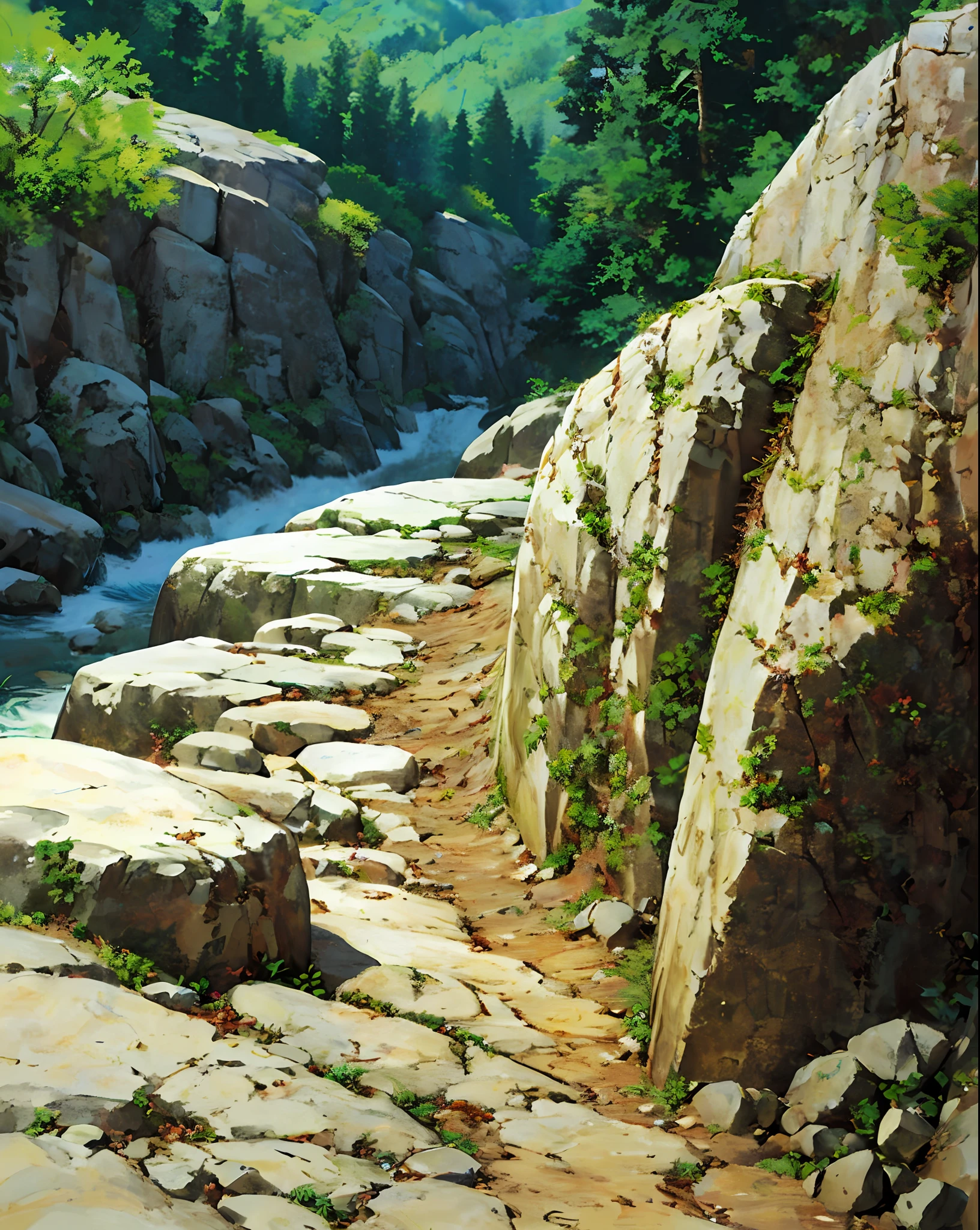 Deep canyon with rock walls