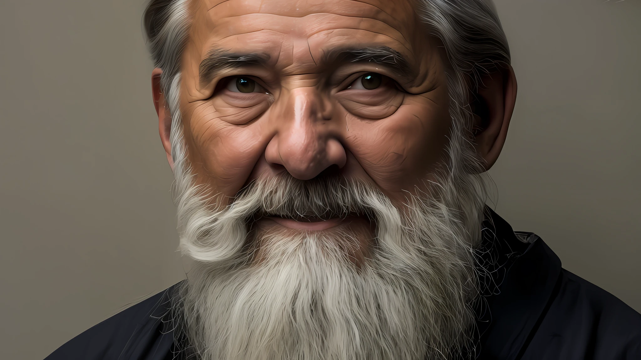 A realistic photographic portrait of an old man with a gray beard