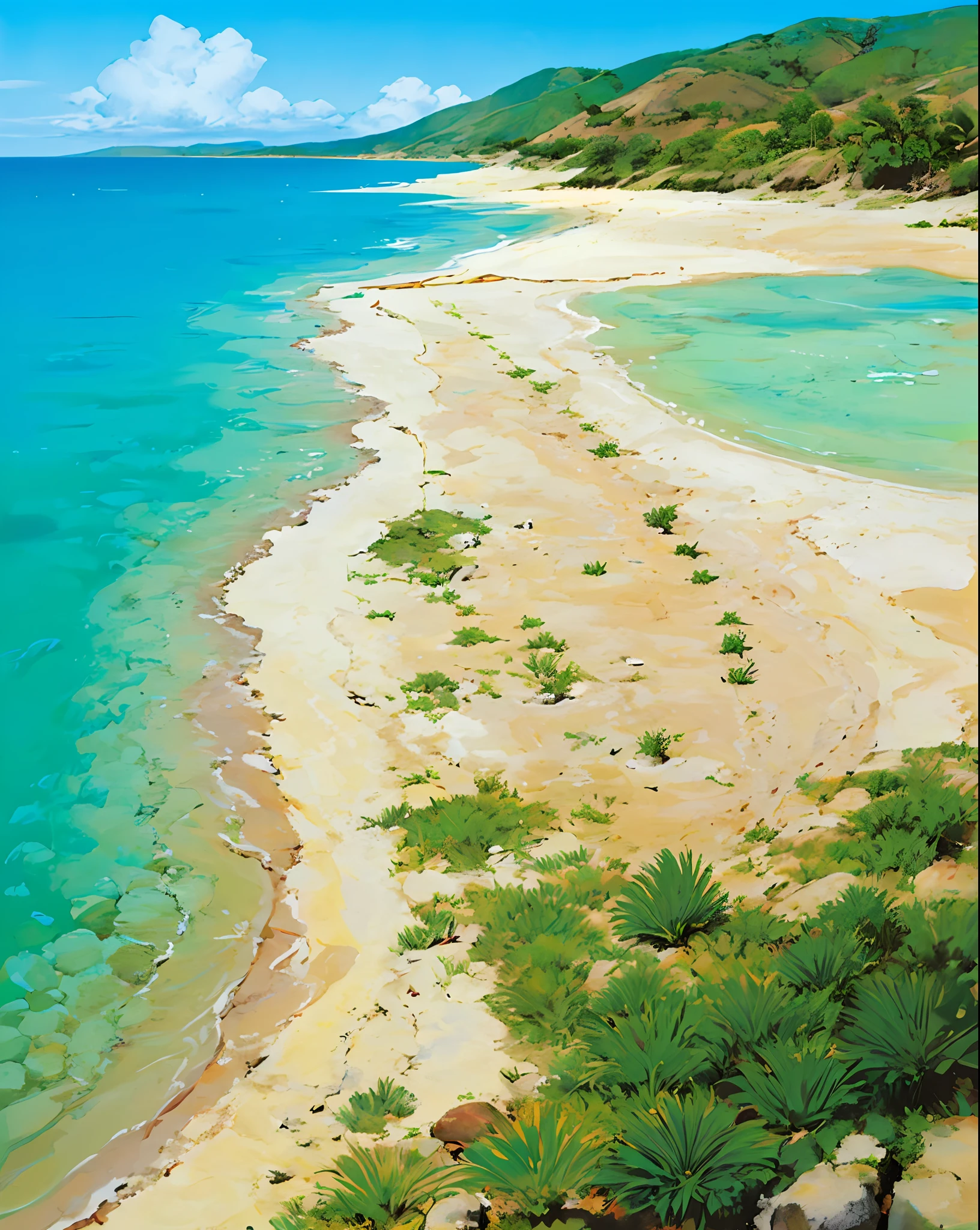 Playa de coral con arrecifes de colores
