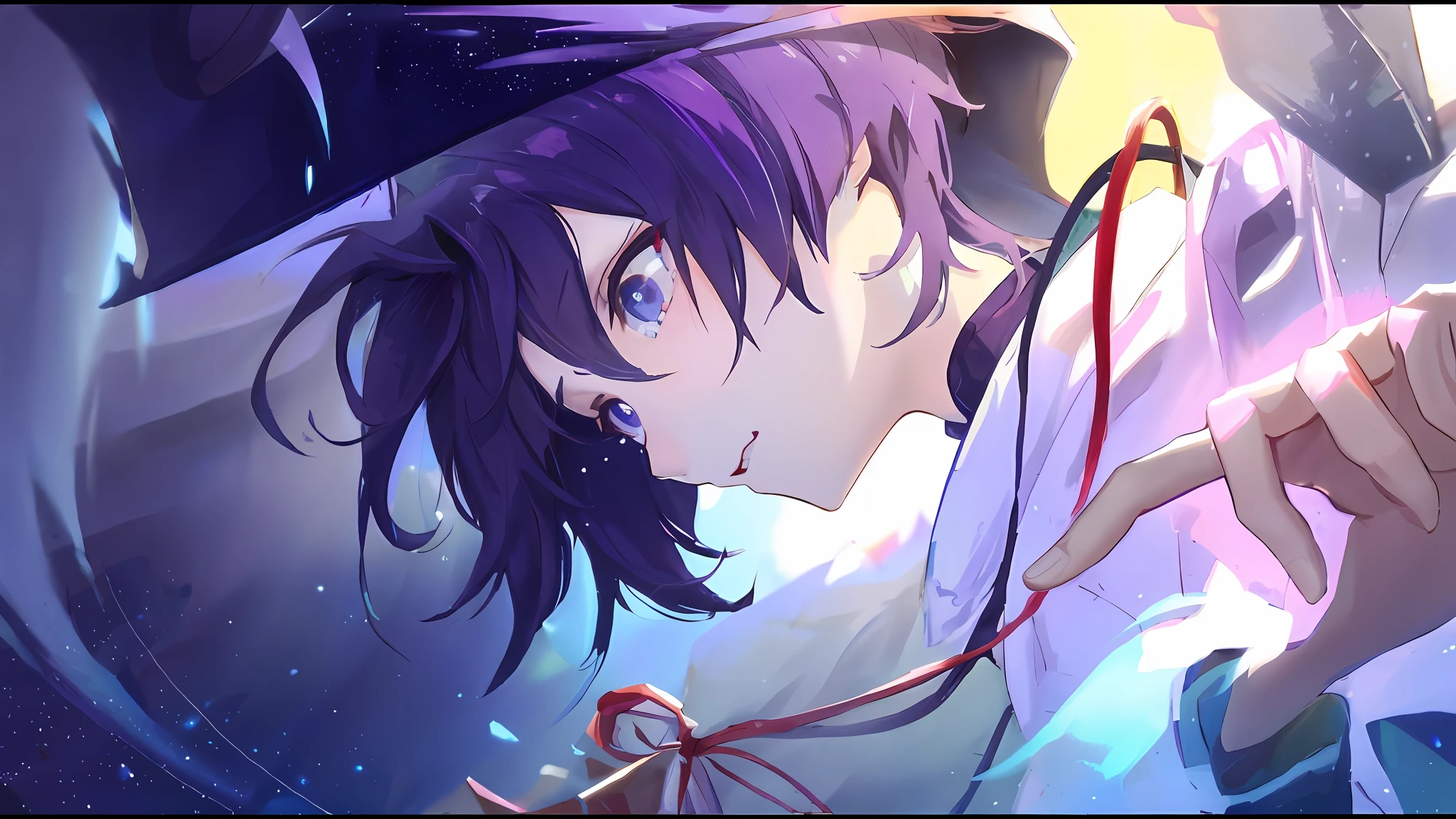 anime girl with purple hair and a white shirt holding a red string, style of anime4 K, nightcore, Best anime 4k konachan wallpaper, High Quality Anime Art Style, Anime art wallpaper 4 K, Anime art wallpaper 4k, Anime art wallpaper 8 K, Anime wallpaper 4 k, Anime wallpaper 4k, Ilya Kufshinov, anime wallaper