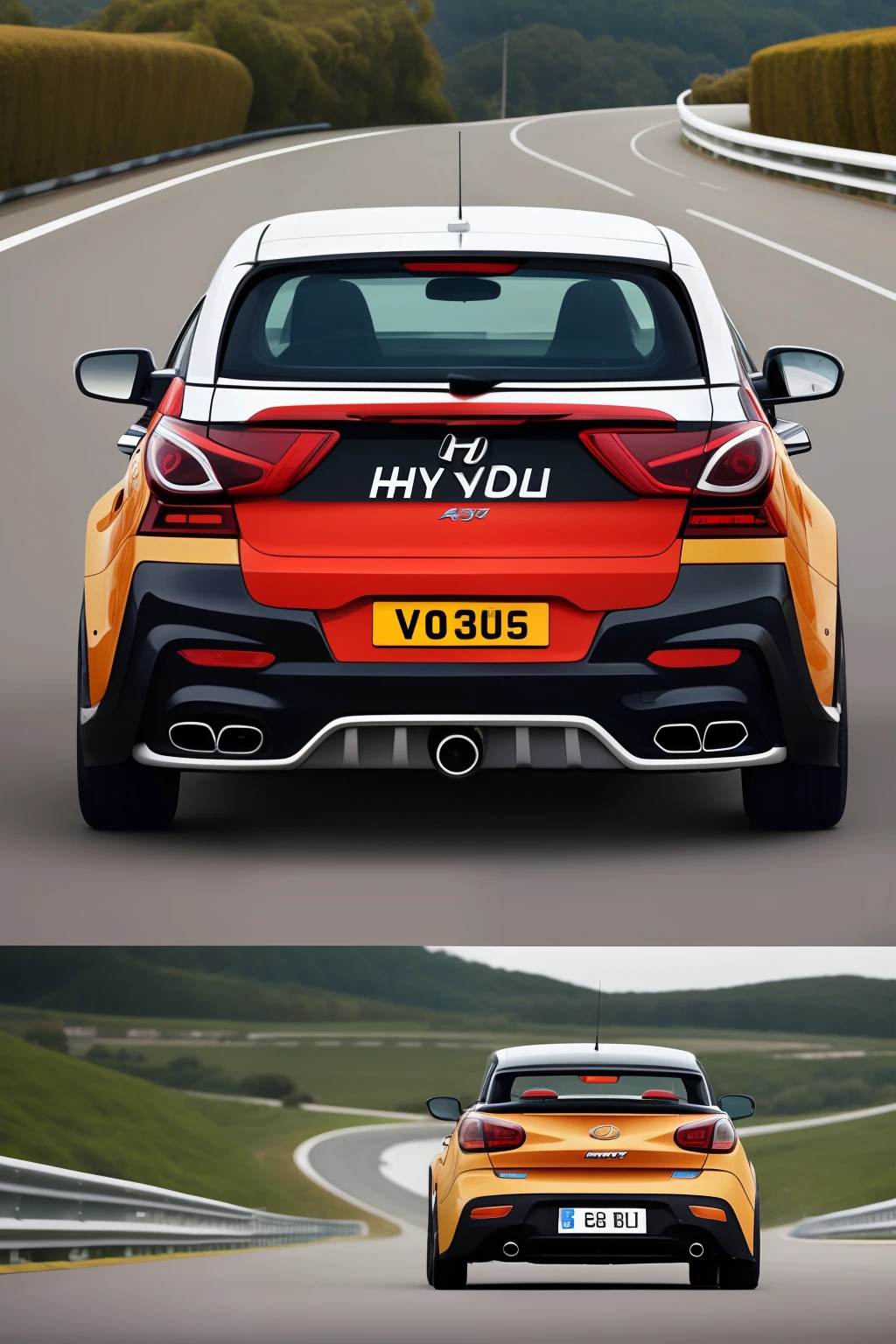 car hyundai i30n facelift, girl, solo, (top-down bottom-up), tall, blonde, race suit,