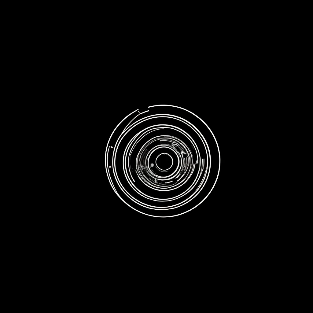 logo, white spiral on a black background, space theme, in the center of a minimalistic drawing of the eye, minimalism, logo, space fantasy theme