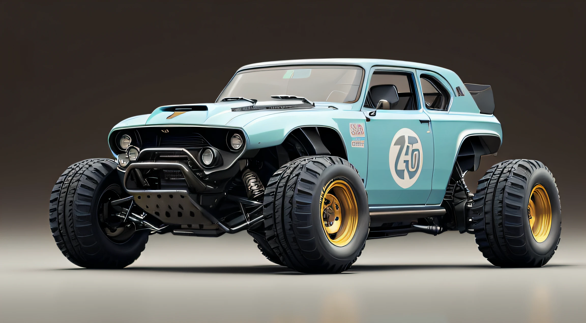 (((low-slung tuned futuristic cyberpunk mate brown badass rat rod zeekar))) hotrod, at the parking lot, wide tires, (mad max style), monster truck, dune buggy, ((1car:1.3)), supercharger, white background, mate finish, dusty, mate simple paintjob, (muddy), 3d render, brown, smooth lines, smooth bodywork, (octane render), huge slick tires, mate brown muddy livery, mud, rust, fat tires, ((oversized  radial tires)), drag slicks, ((hot rod))