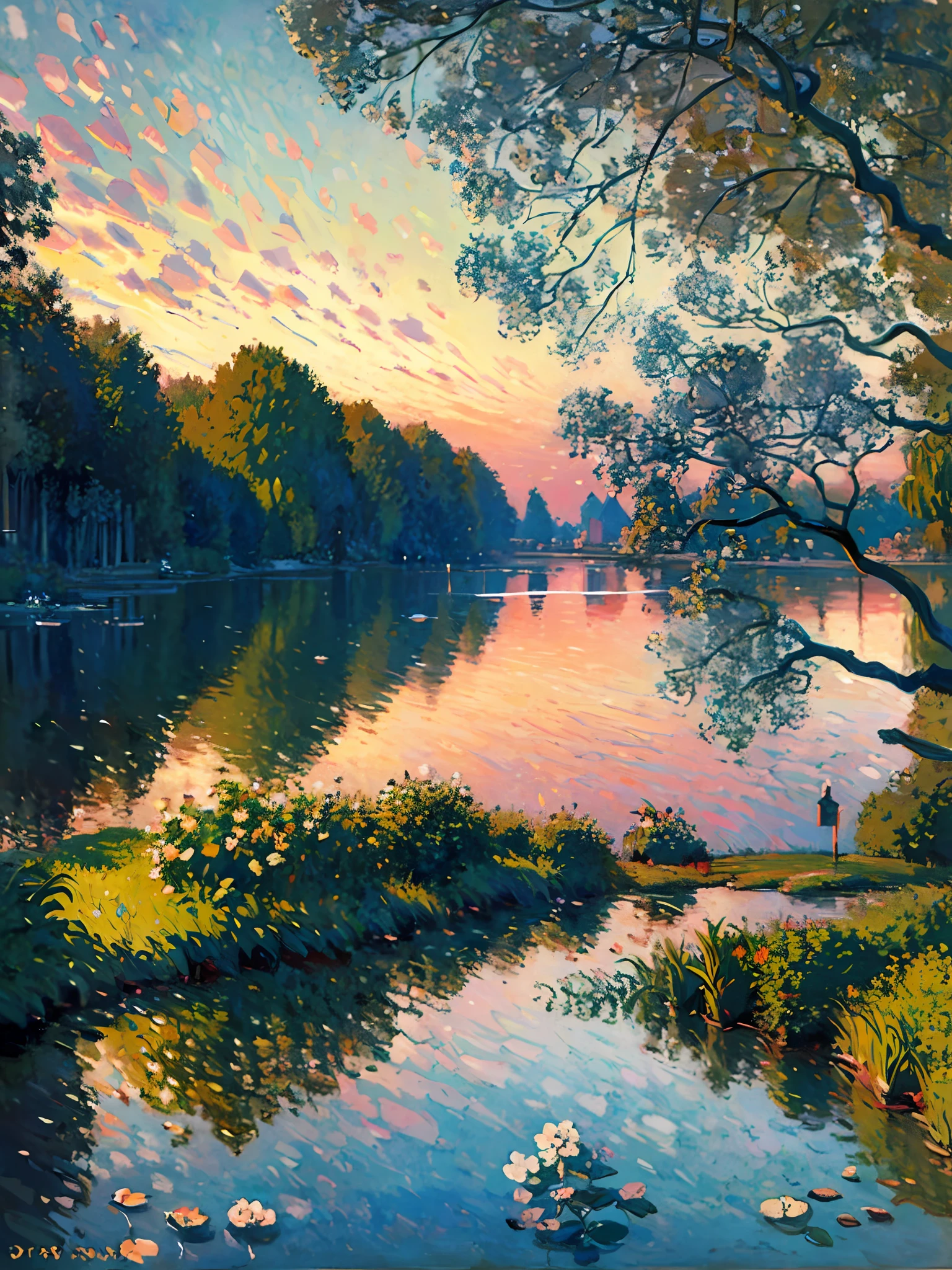 Beautiful oil painted view of Tokyo City in the style of Claude Monet, Arte Oficial, Impresionismo