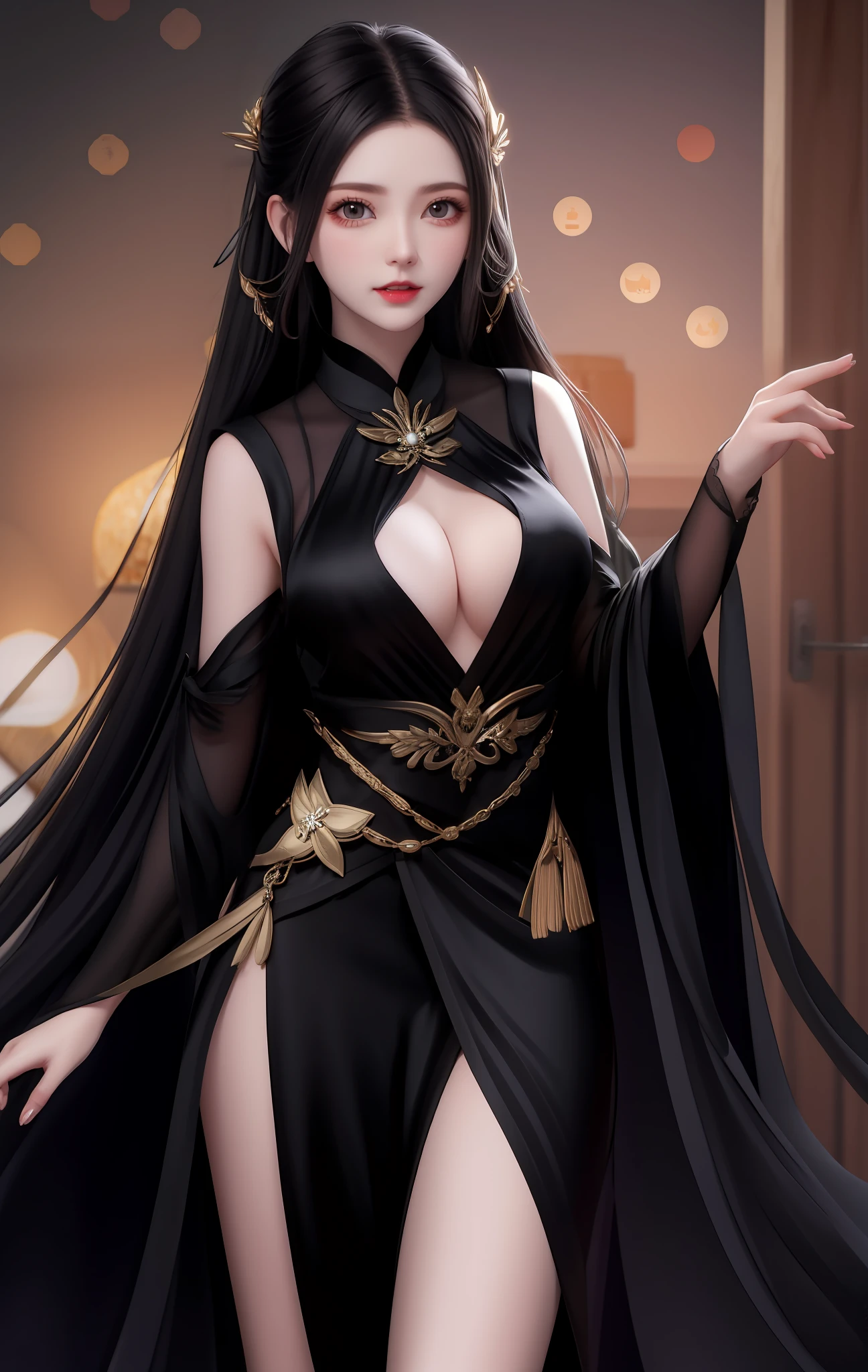 A superb goddess of black silk erotic underwear