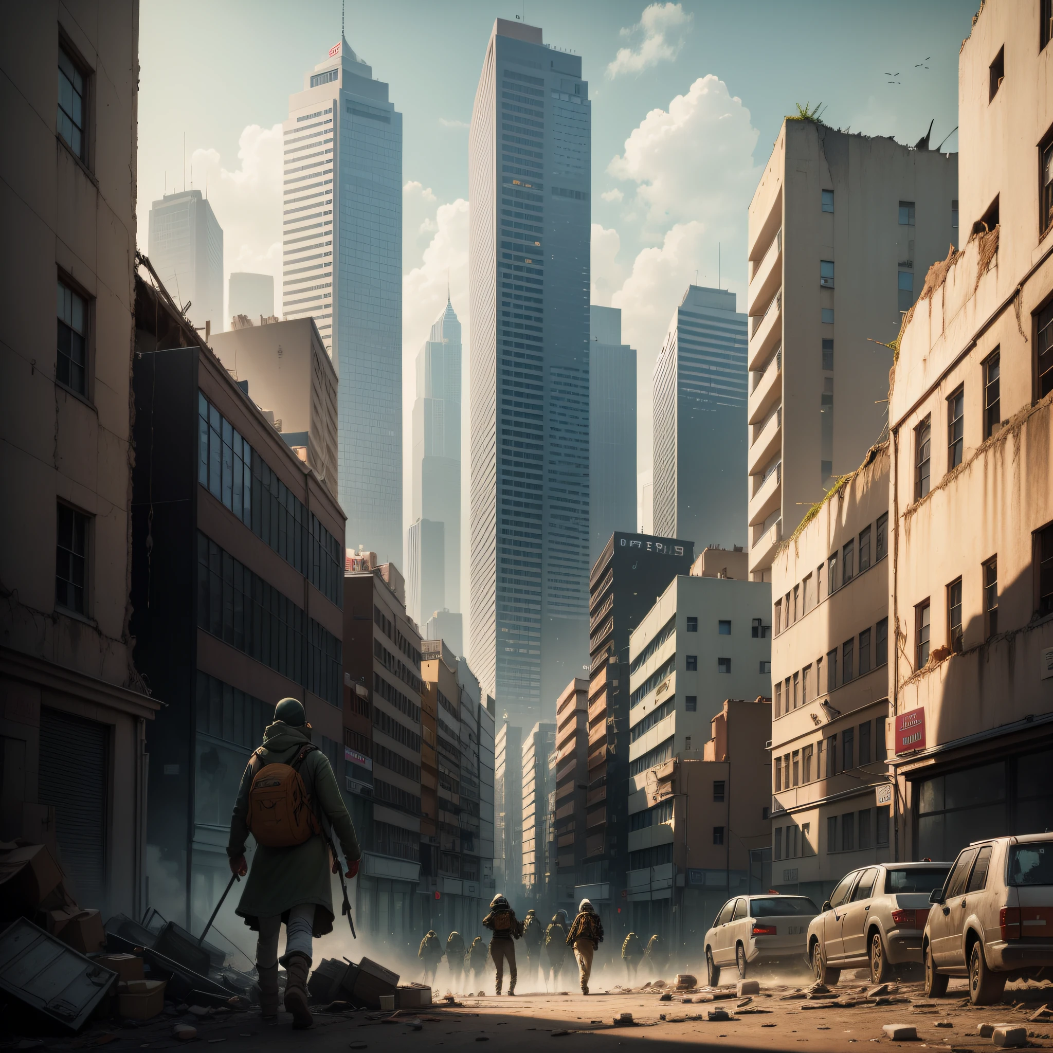 The city is in ruins. The buildings are broken, the cars are abandoned, and the streets are full of zombies. The air is filled with the sound of screams and groans, and the smell of death is in the air.
A small group of survivors is hiding in a building, trying to stay alive. They are tired, hungry, and scared, but they know they need to find a way to escape the city.
One day, they decide it is time to act. They leave the building and start to explore the city. They are attacked by zombies all the time, but they manage to escape.
They finally find a larger group of survivors, who are living in an underground bunker. The bunker survivors welcome them with open arms and help them to recover.
The survivors from the building decide to stay in the bunker and help the other survivors to rebuild the city. They know it will be a long and difficult journey, but they are determined to succeed.
One day, the survivors from the building are exploring the city when they come across a group of soldiers. The soldiers are looking for survivors and offer to help.
The survivors from the building accept the soldiers' help and together they start to rebuild the city. They fix the buildings, clean the streets, and fight off the zombies.
The city begins to rebuild and the survivors start to have hope. They know there is still a lot of work to be done, but they are determined to create a new future for themselves.