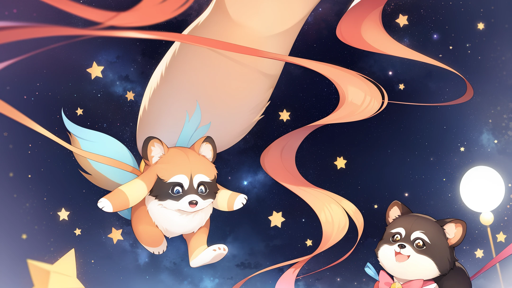 Star Guardian Tanuki in the starry sky background
