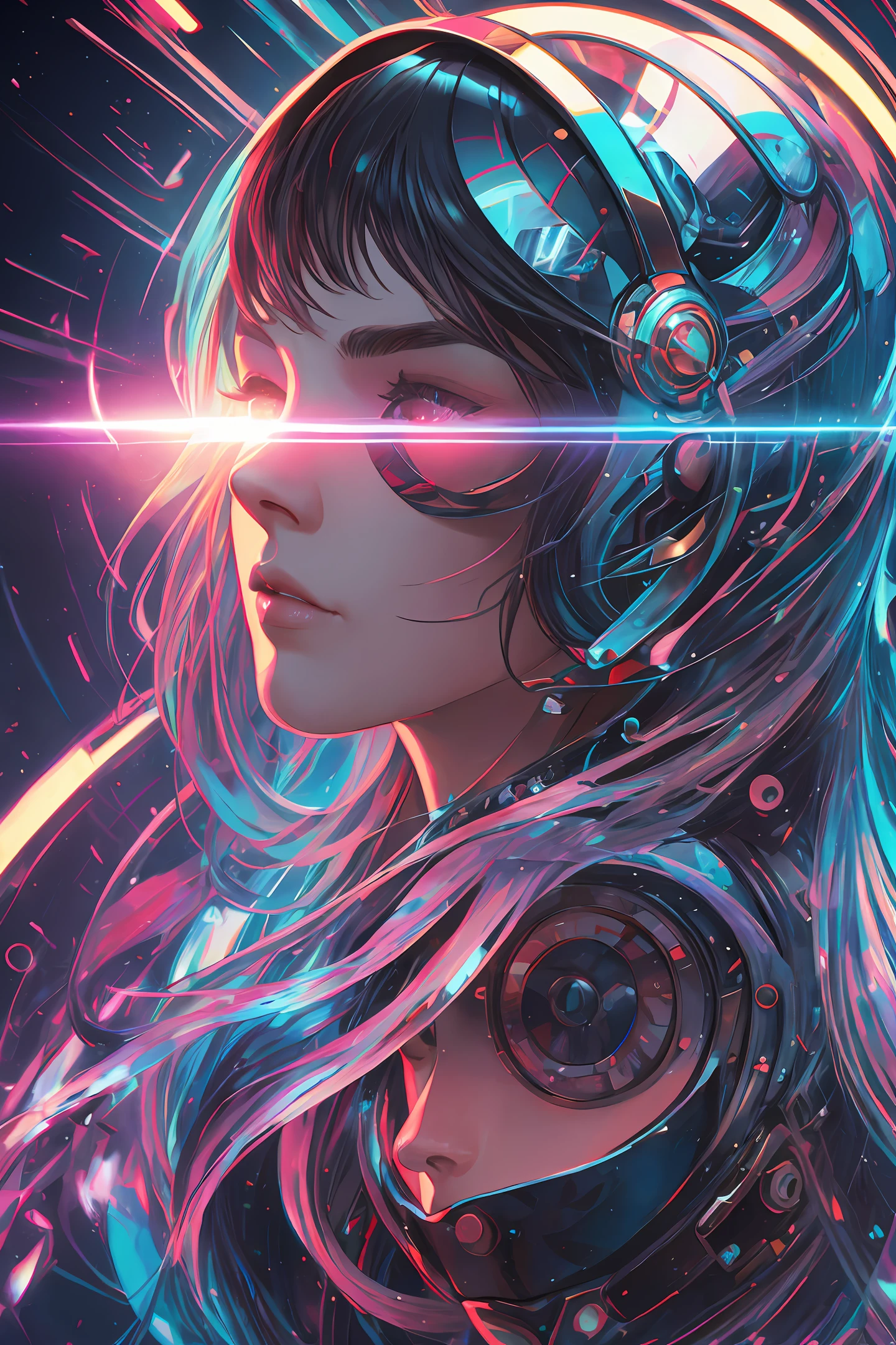 Wawavawa bonito como bruxa, rosto lindo detalhado, wearing a gothic dress, esthetic, Synthwave, cores escuras, psicodelic, art-station, coroa feita por flores, arte conceito, liso, Extremely sharp details, detalhes afinados, ultra high def, 8 mil, Motor Unreal 5, focus ultra sharp, illustration, Arte por Artgerm, Greg Rutkowski e Alphonse Mucha, luz noturna, --auto --s2