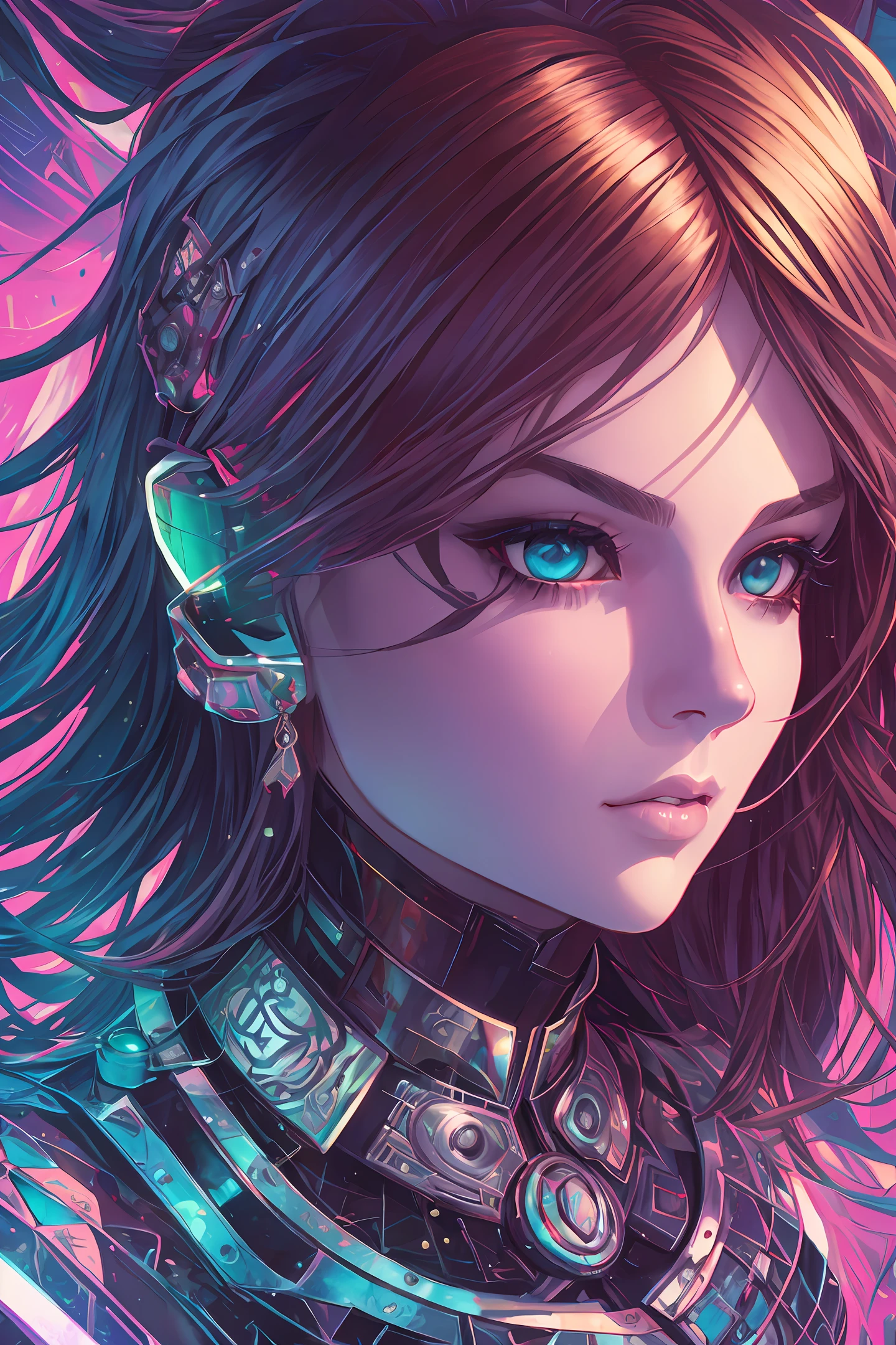 Wawavawa bonito como bruxa, rosto lindo detalhado, wearing a gothic dress, esthetic, Synthwave, cores escuras, psicodelic, art-station, coroa feita por flores, arte conceito, liso, Extremely sharp details, detalhes afinados, ultra high def, 8 mil, Motor Unreal 5, focus ultra sharp, illustration, Arte por Artgerm, Greg Rutkowski e Alphonse Mucha, luz noturna, --auto --s2