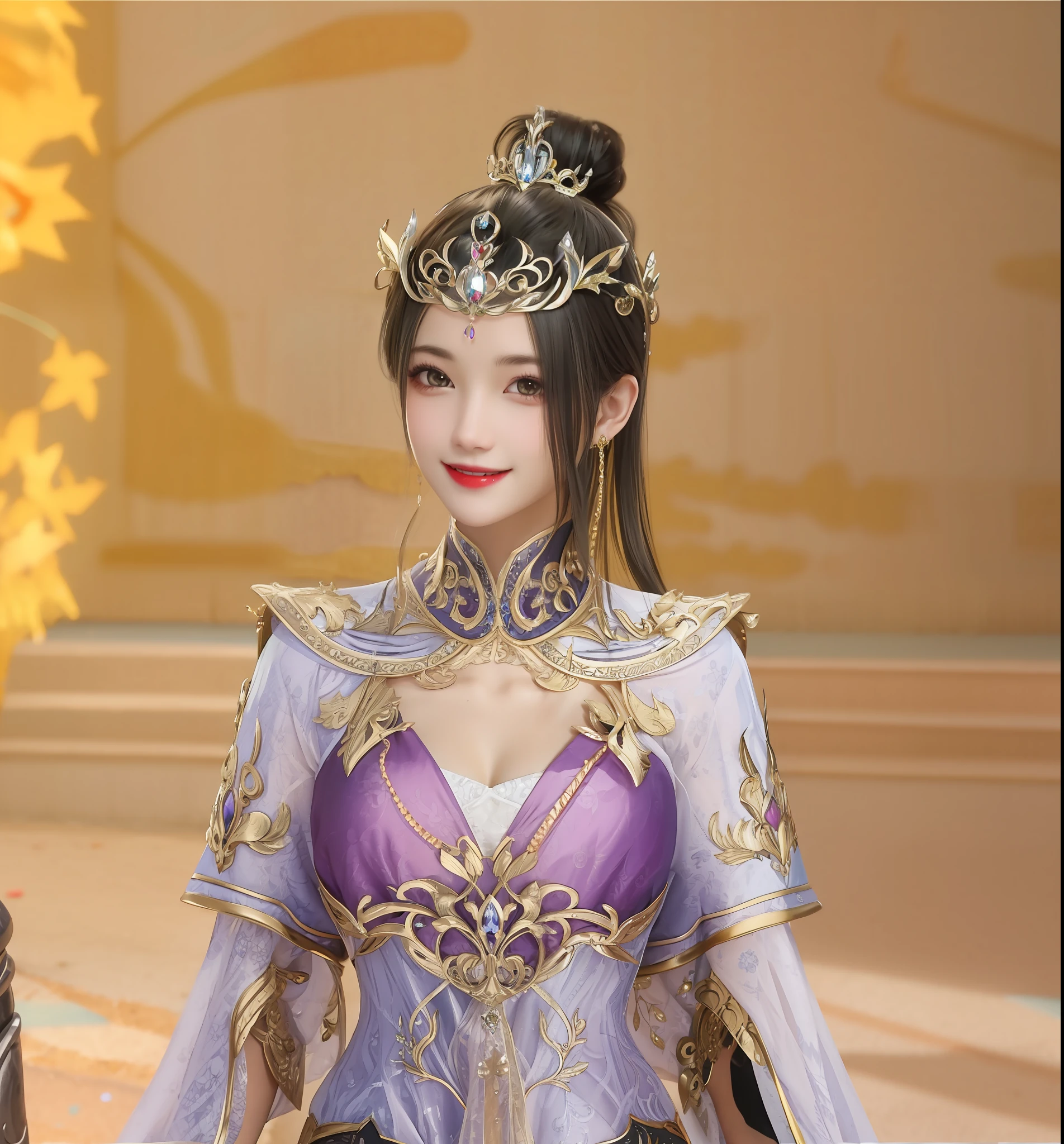black-hair,sexy armor,Beautiful tiara,ssmile