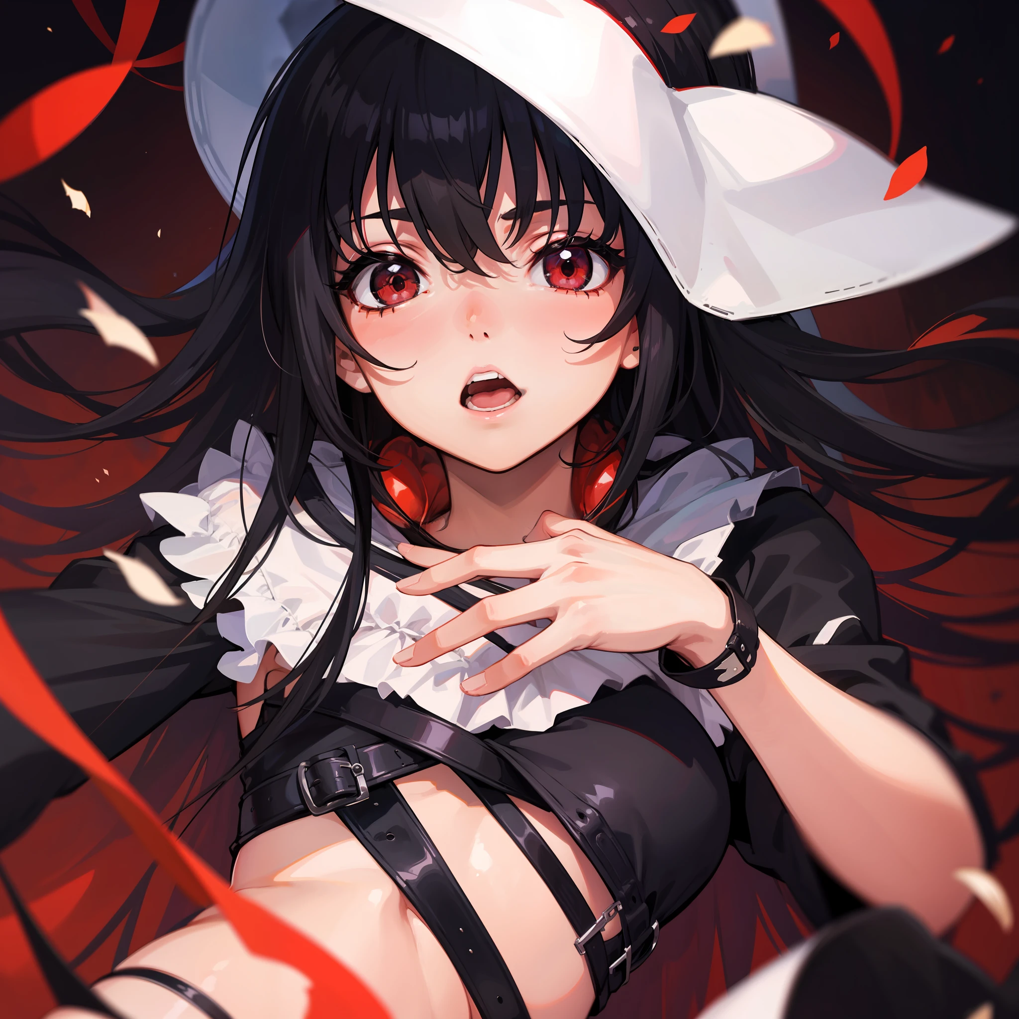 4k, best quality, girl, 18 years, black hair, red eyes, erotic