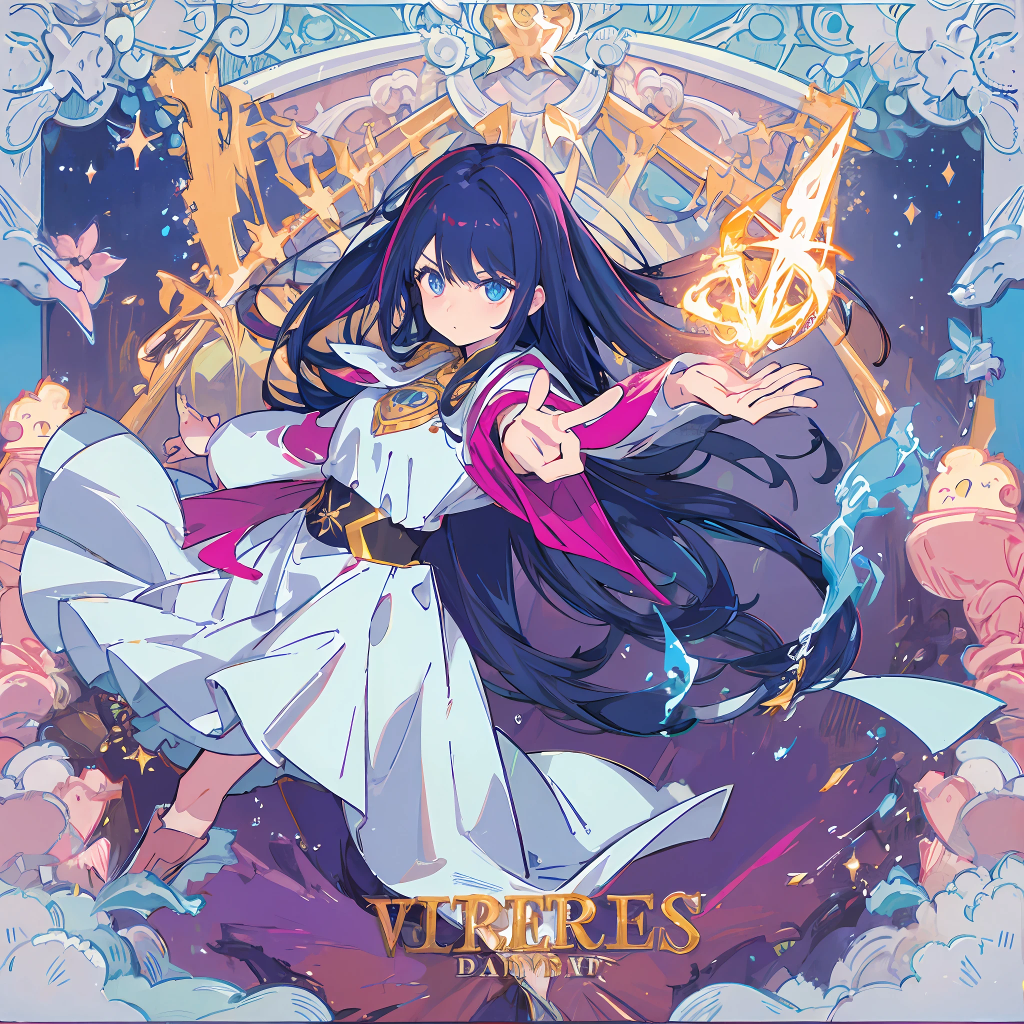 sorceress woman,rnlong hair,Electric magic
