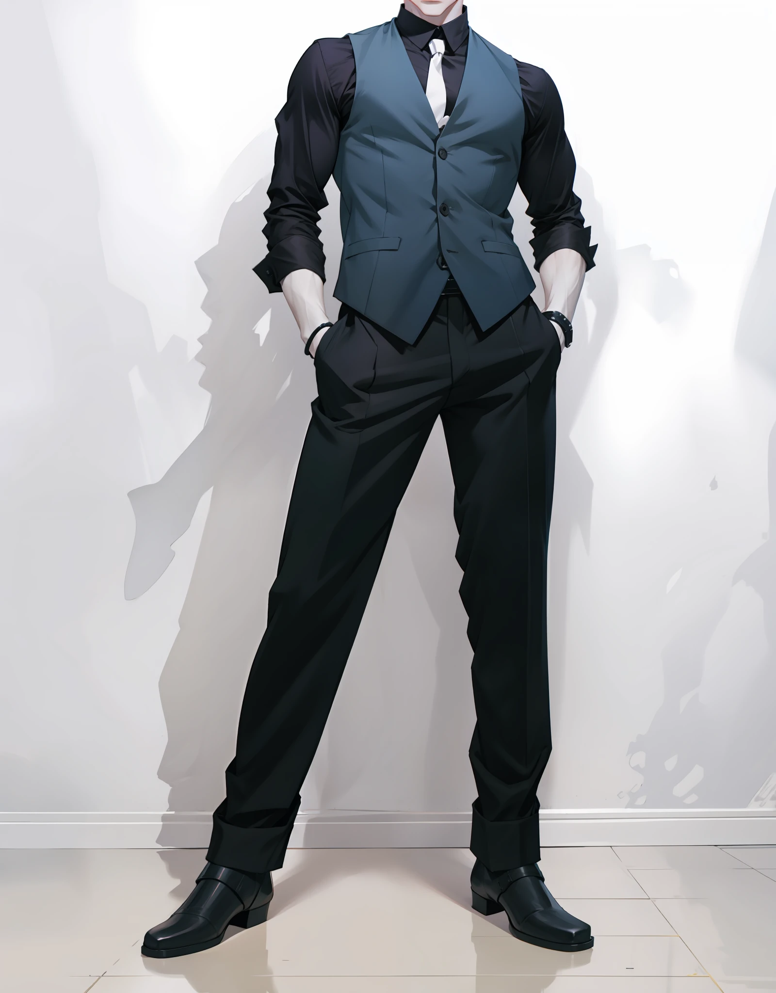 Man, male, beautiful torso, lean, muscular, grey vest, beautiful skin, demon slayer art, heisei jinyao, cai xukun, inspired by Yanjun Cheng, handsome, anime