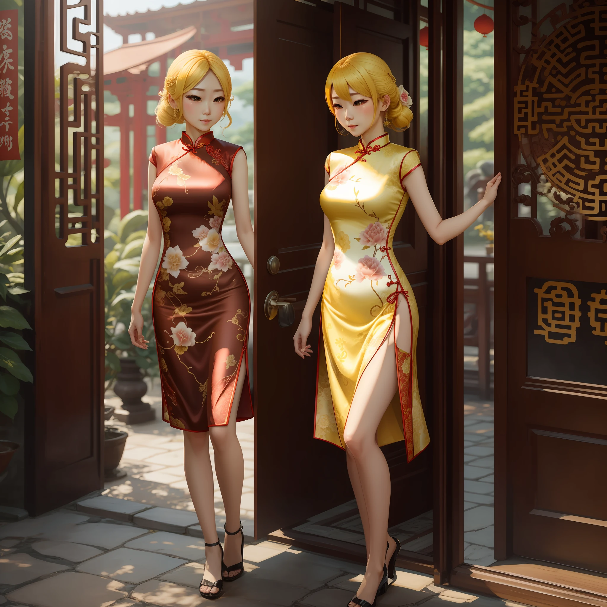 Beth，on cheongsam，A yellow-haired，of the best goddess --auto