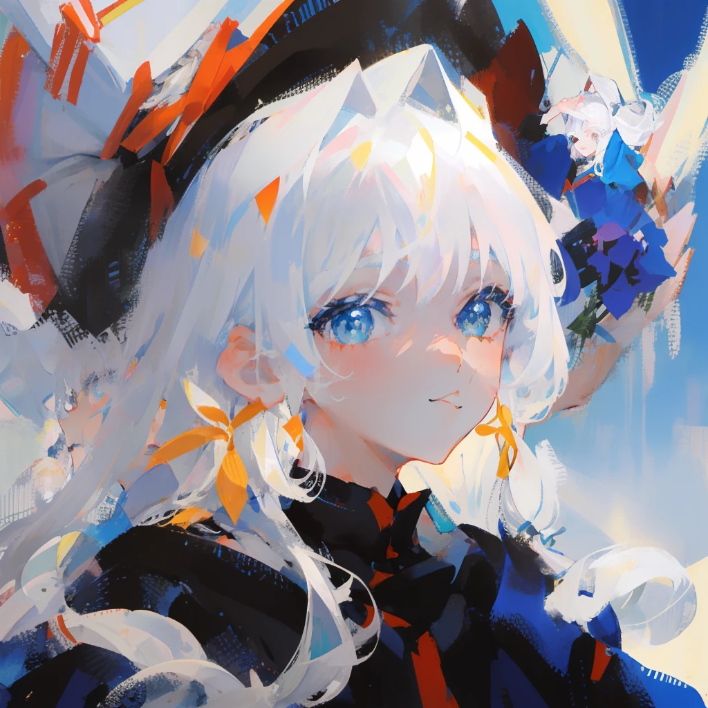 anime girl with long white hair and butterfly in her hair, girl with white hair, perfect white haired girl, white haired, white-haired, white haired lady, silver hair girl, white haired deity, girl silver hair, anime visual of a cute girl, guweiz, white-hair pretty face, with white long hair, beautiful anime portrait, Monet