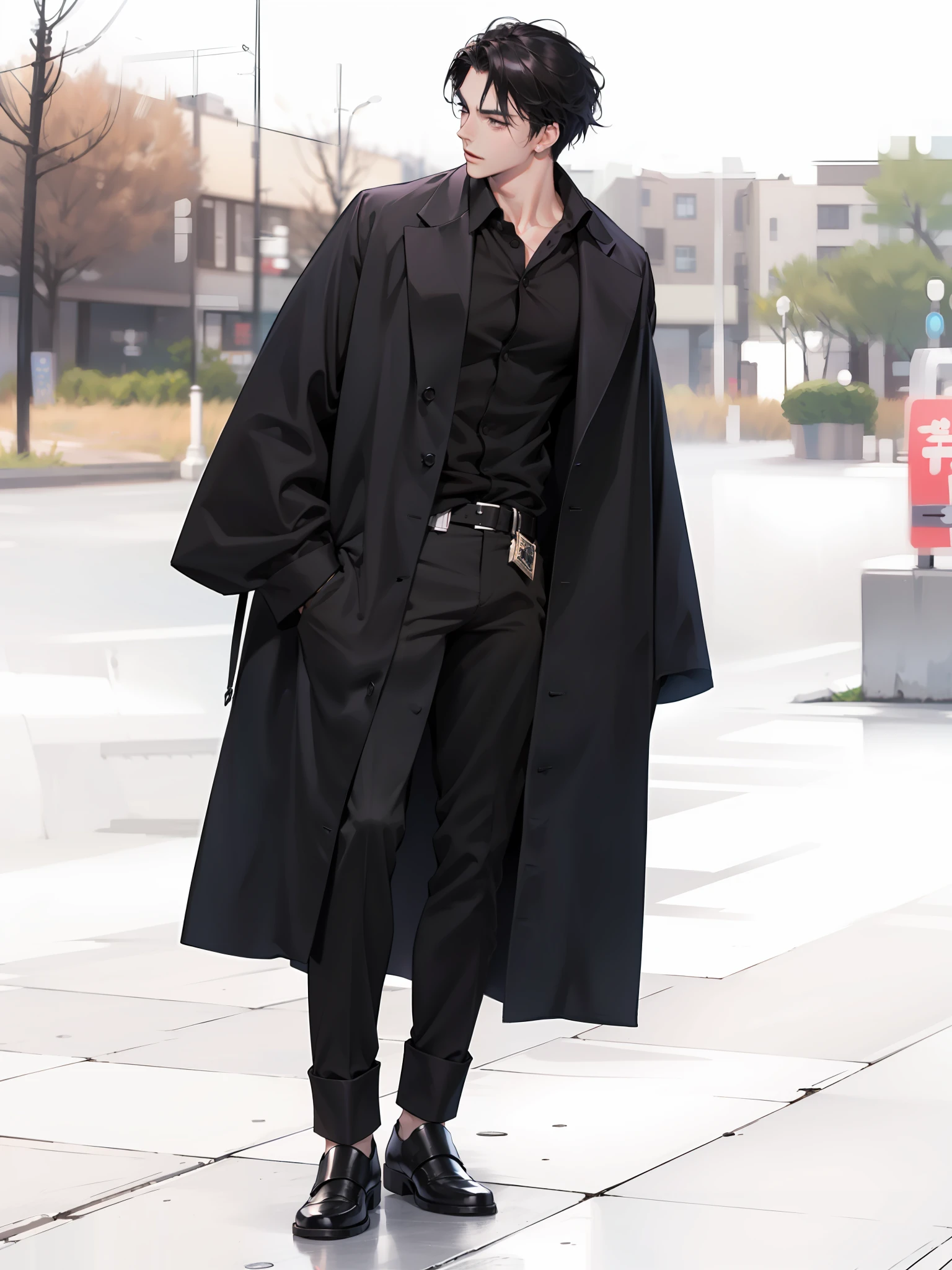 there is a man with a black shirt posing, photorealistic perfect body, :: high detail, realistic shaded perfect body, prefect body, beautiful handsome body, handsome stunning realistic, sexy body, smooth translucent white skin, lean body, south korean male, realistic body, handsome anime pose, inspired by Yanjun Cheng, beautiful, prince, demon slayer art