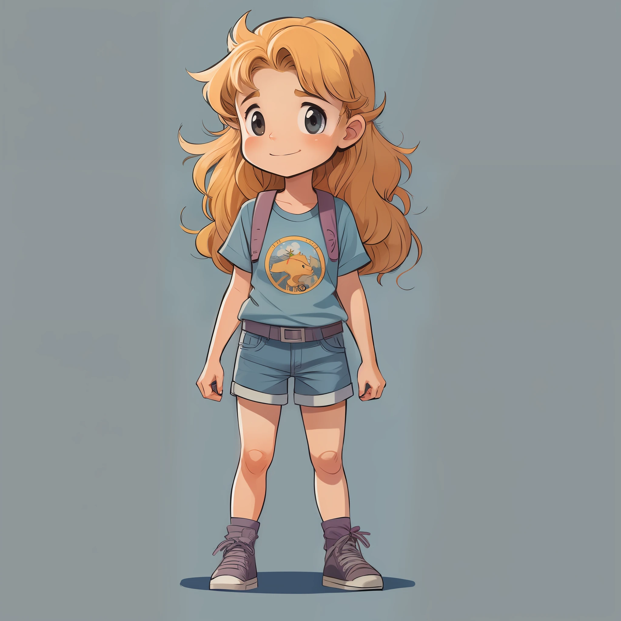 uma  dos desenhos animados com uma mochila e uma mochila nas costas, retrato de corpo inteiro de um curto!, Annabeth Chase, inspirado em Lois van Baarle, fanart meninaa, fanart detalhado, portrait knights of zodiac girl, Girl standing, estilo gravity falls, Amy Sol no estilo de, Retrato de corpo inteiro do personagem, retrato de personagem de corpo inteiro, Loish Van Baarle complete esta imagem