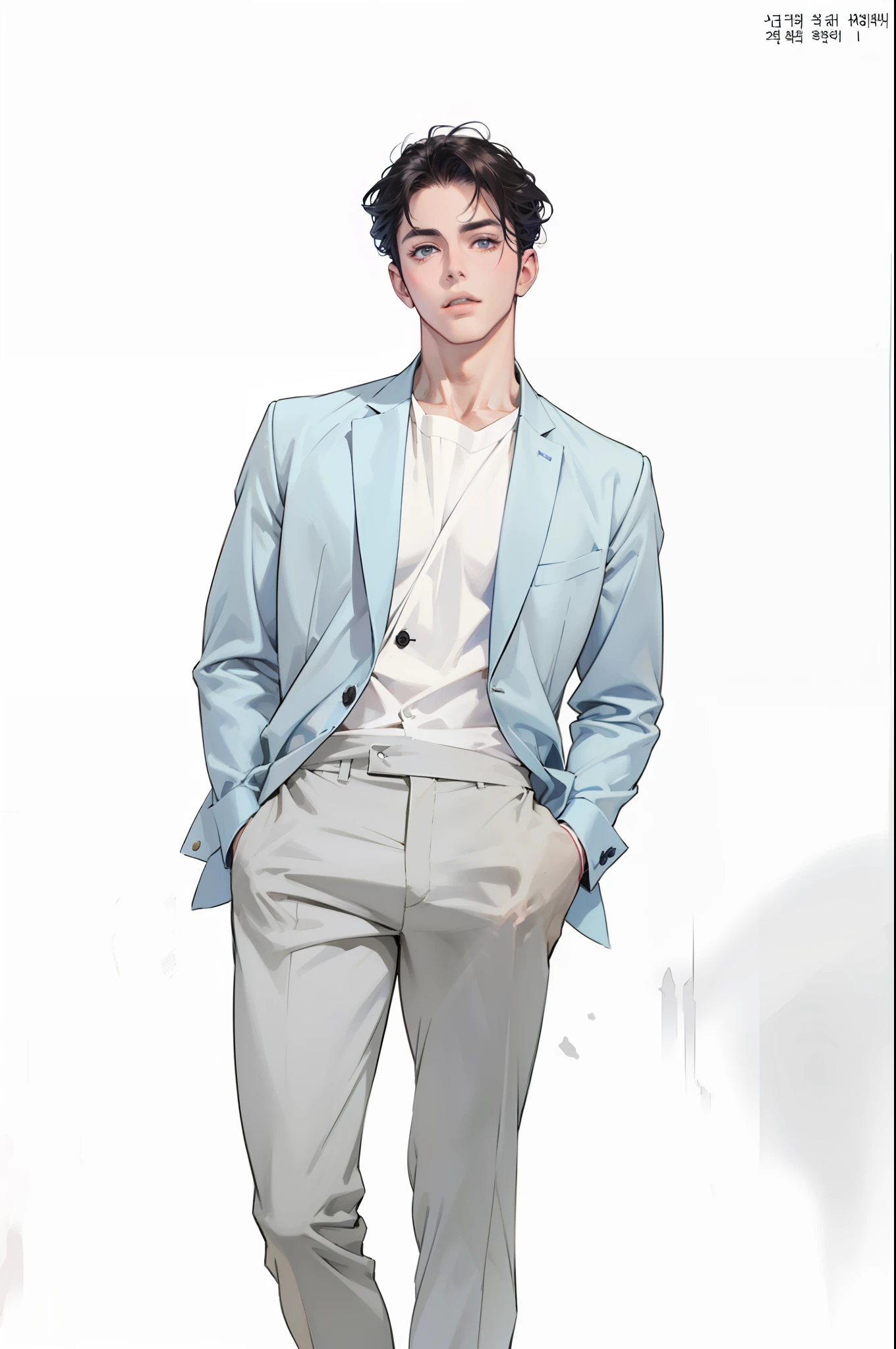 there is a man with a white button up shirt posing, photorealistic perfect body, :: high detail, realistic shaded perfect body, prefect body, beautiful handsome body, handsome stunning realistic, sexy body, smooth translucent white skin, lean body, south korean male, realistic body, handsome anime pose, inspired by Yanjun Cheng, beautiful, prince, demon slayer art